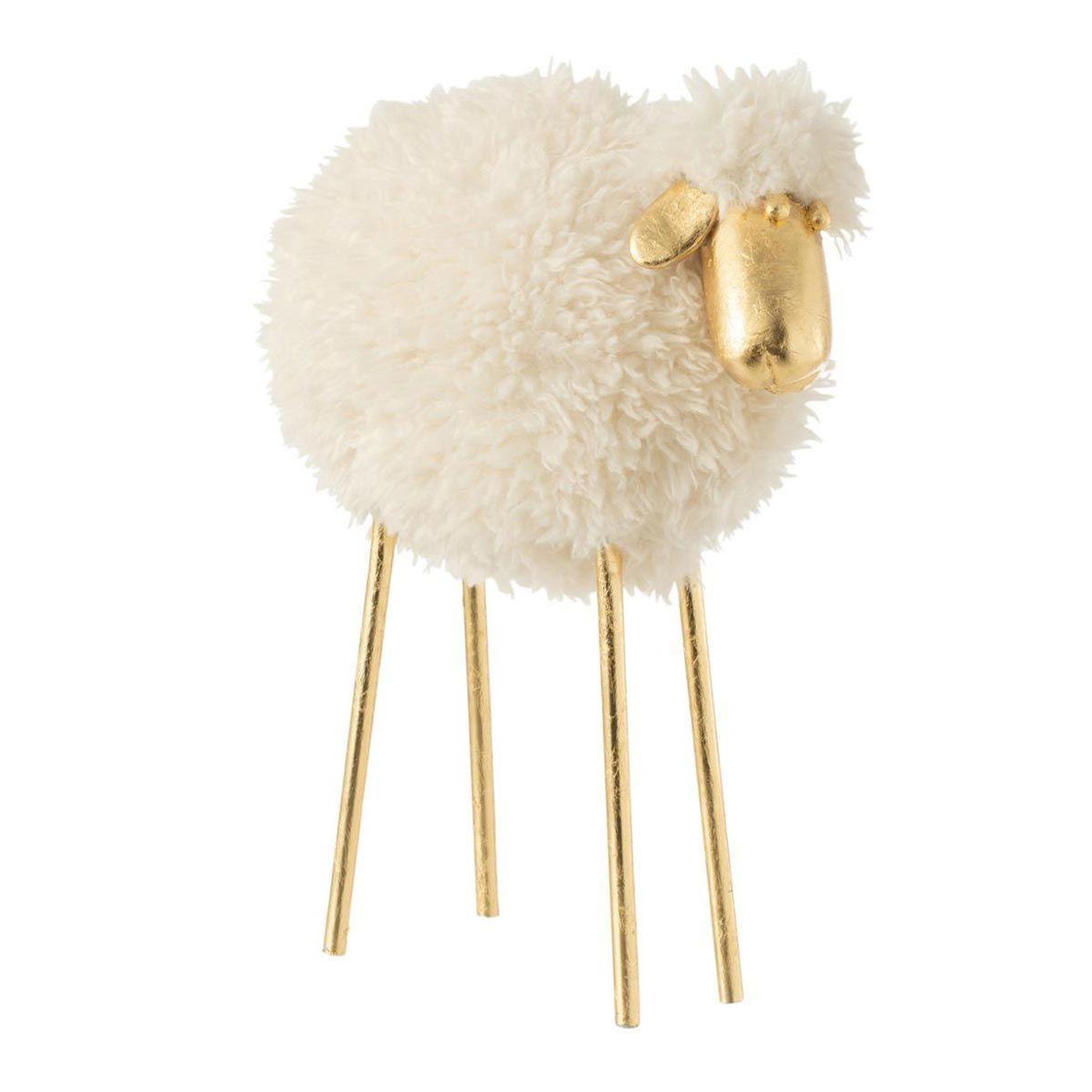 J-LINE Statuette déco design  mouton  33cm blanc & or
