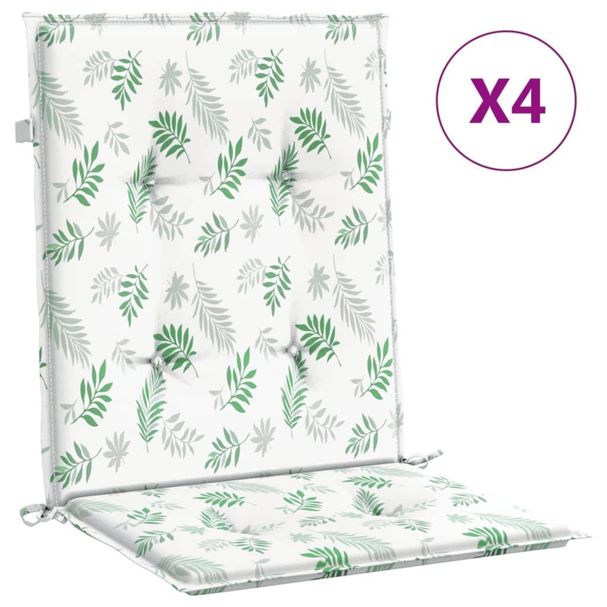Voir la diapositive 2 : VIDAXL Coussins de chaise a dossier bas lot de 4 modele de feuille