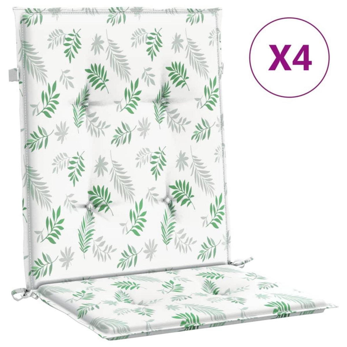 VIDAXL Coussins de chaise a dossier bas lot de 4 modele de feuille