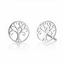 Voir la diapositive 2 : L'ATELIER D'AZUR Boucles d'Oreilles Or Blanc - Puces Motif Arbre de Vie