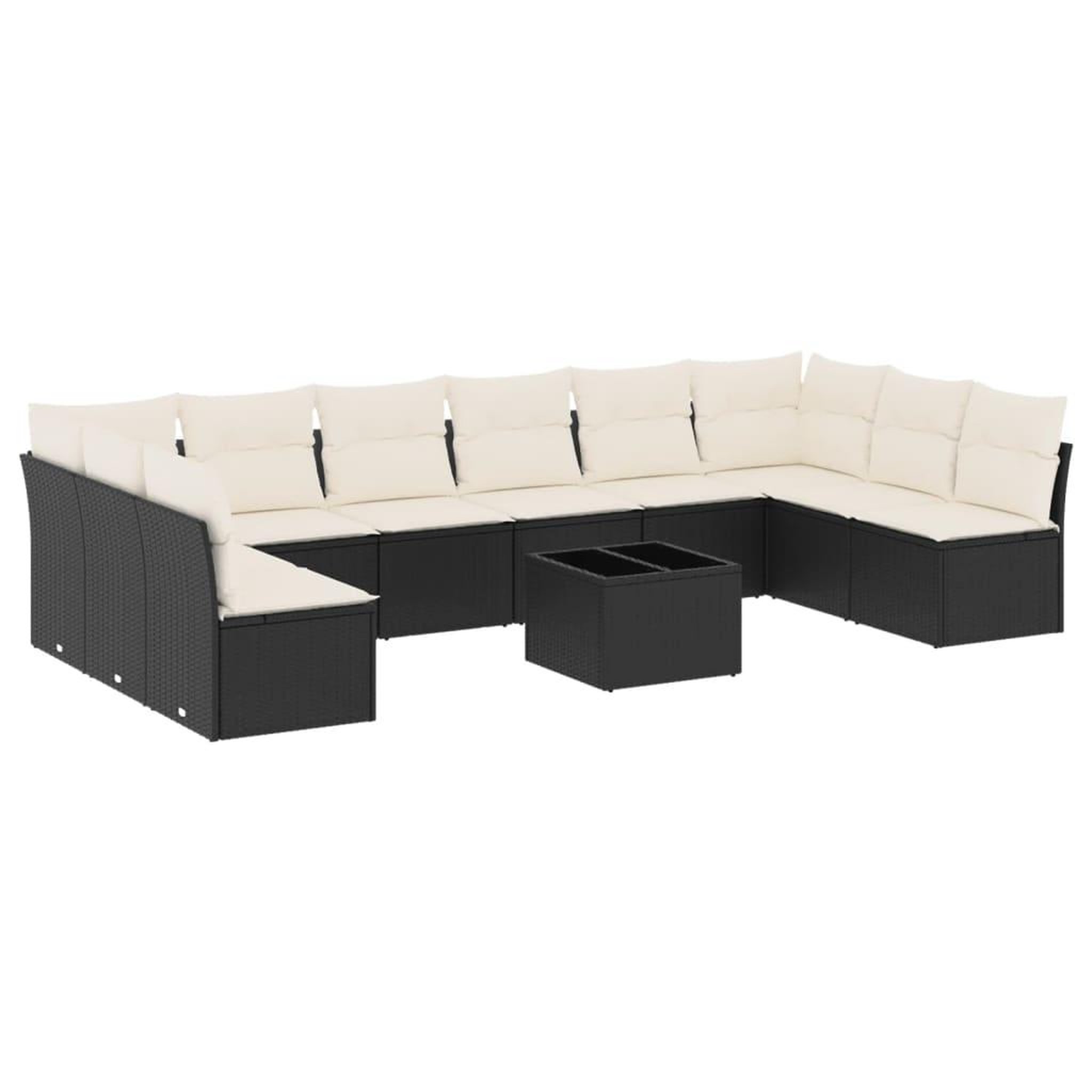 Voir la diapositive 2 : VIDAXL Salon de jardin 11 pcs avec coussins noir resine tressee
