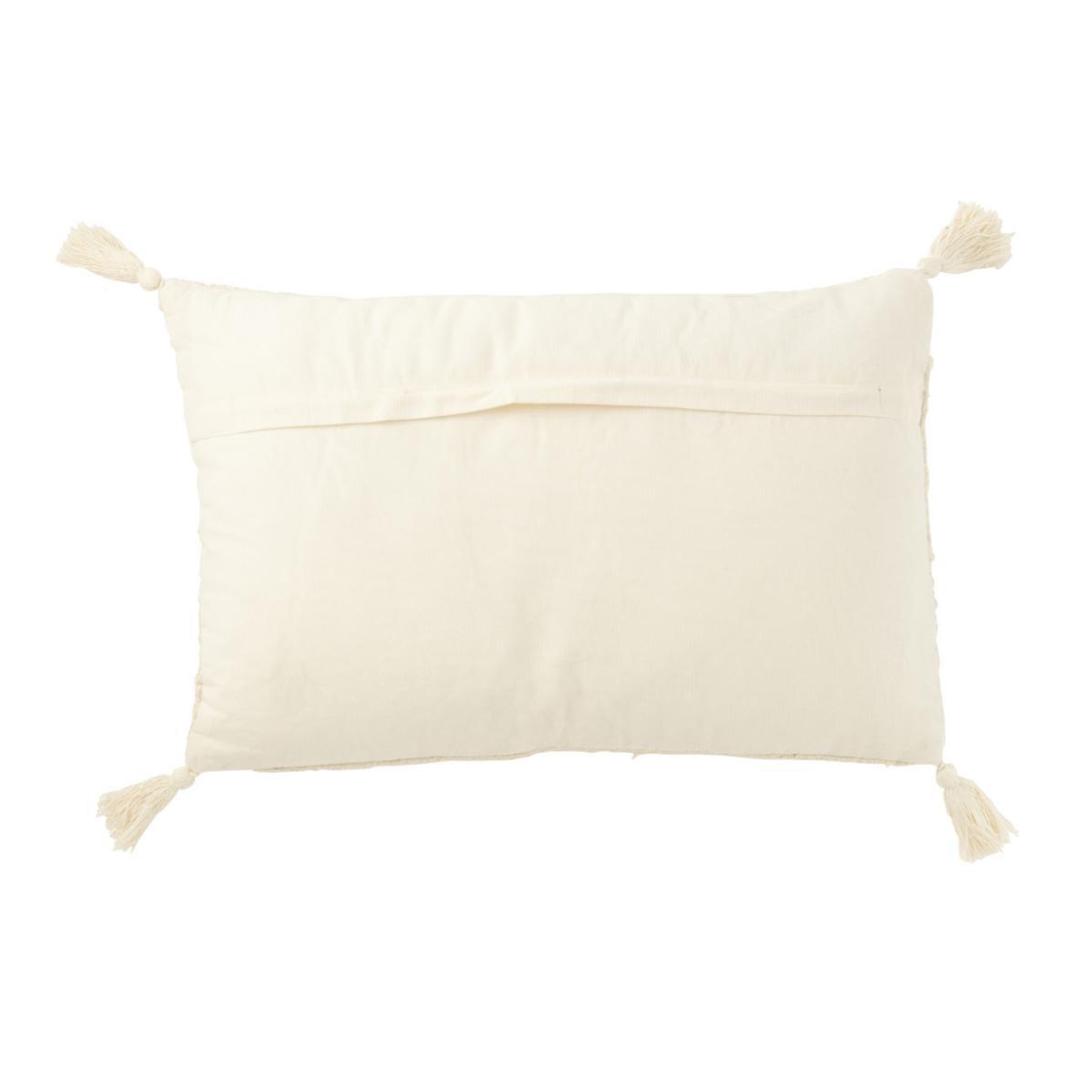 Voir la diapositive 2 : J-LINE Coussin déco à pompons  marea  40x60cm crème