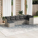 VIDAXL Salon de jardin avec coussins 7 pcs gris clair resine tressee