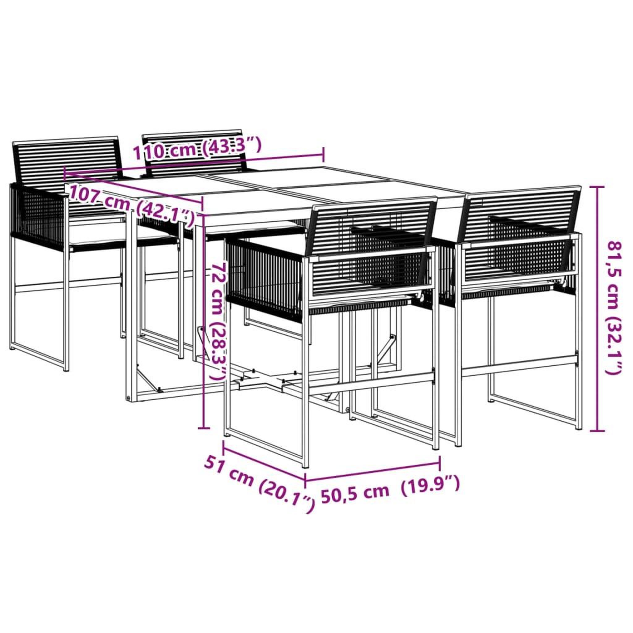 Voir la diapositive 6 : VIDAXL Ensemble a manger de jardin coussins 5pcs noir resine tressee