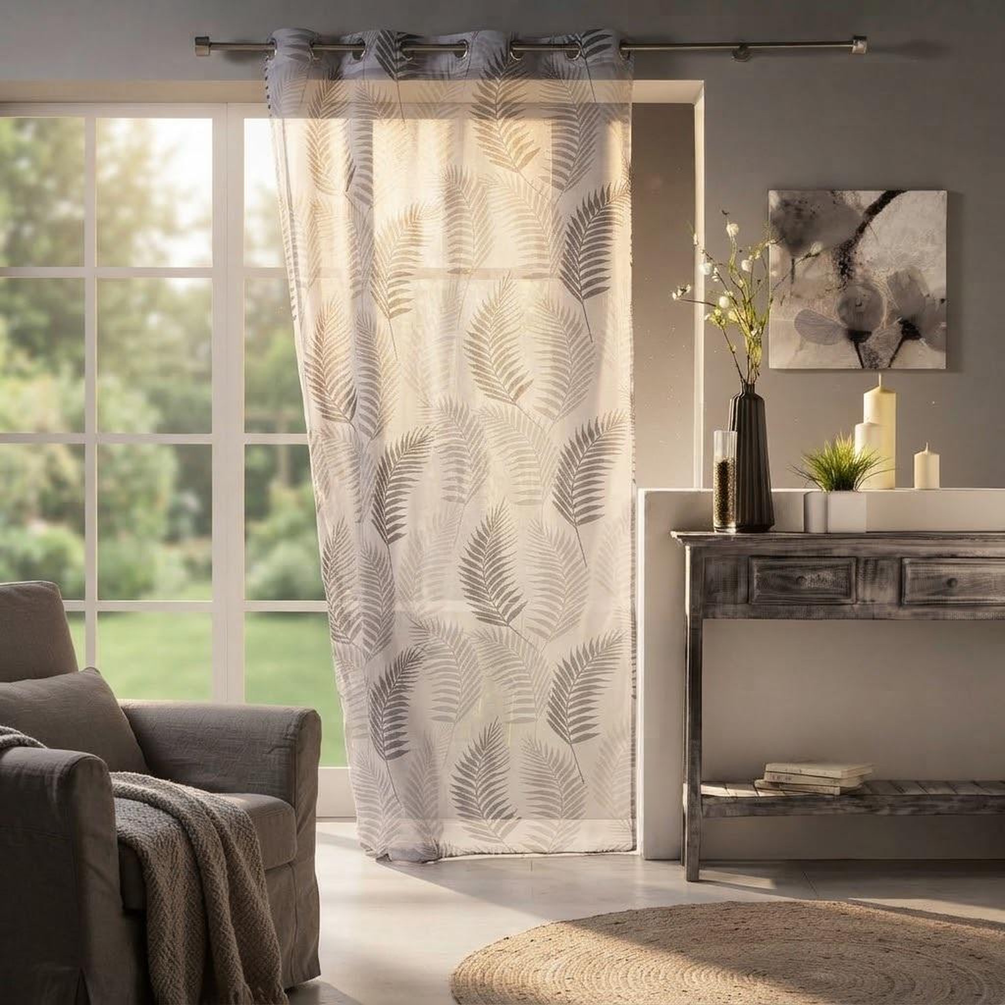 Voir la diapositive 2 : Eden Voilage a oeillets goyave design et moderne