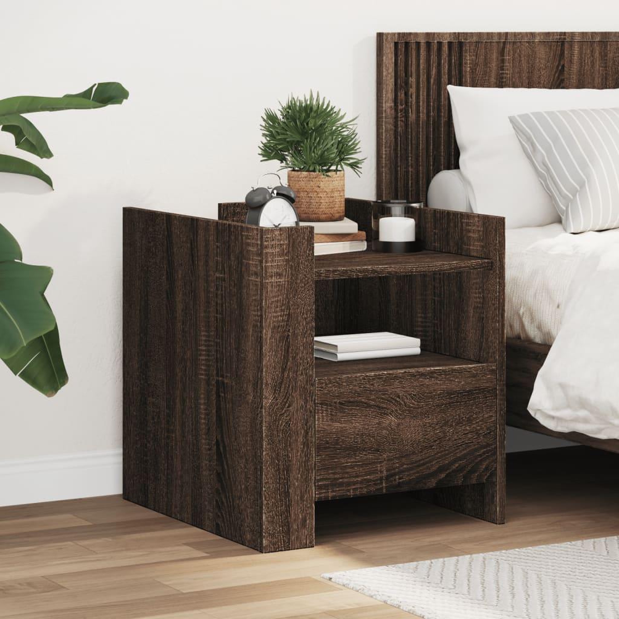 VIDAXL Table de chevet chene marron 45x50x50 cm bois d'ingenierie