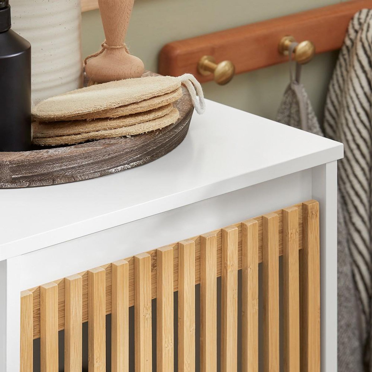 SOBUY SoBuy - Meuble De Buanderie à une porte - Blanc - 33x32x85cm - Nordique - BZR126-W