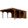 Voir la diapositive 2 : Forest Style Carport avec remise - Bois traité en autoclave - 2 voitures - 31,7+3,6m² - LEON