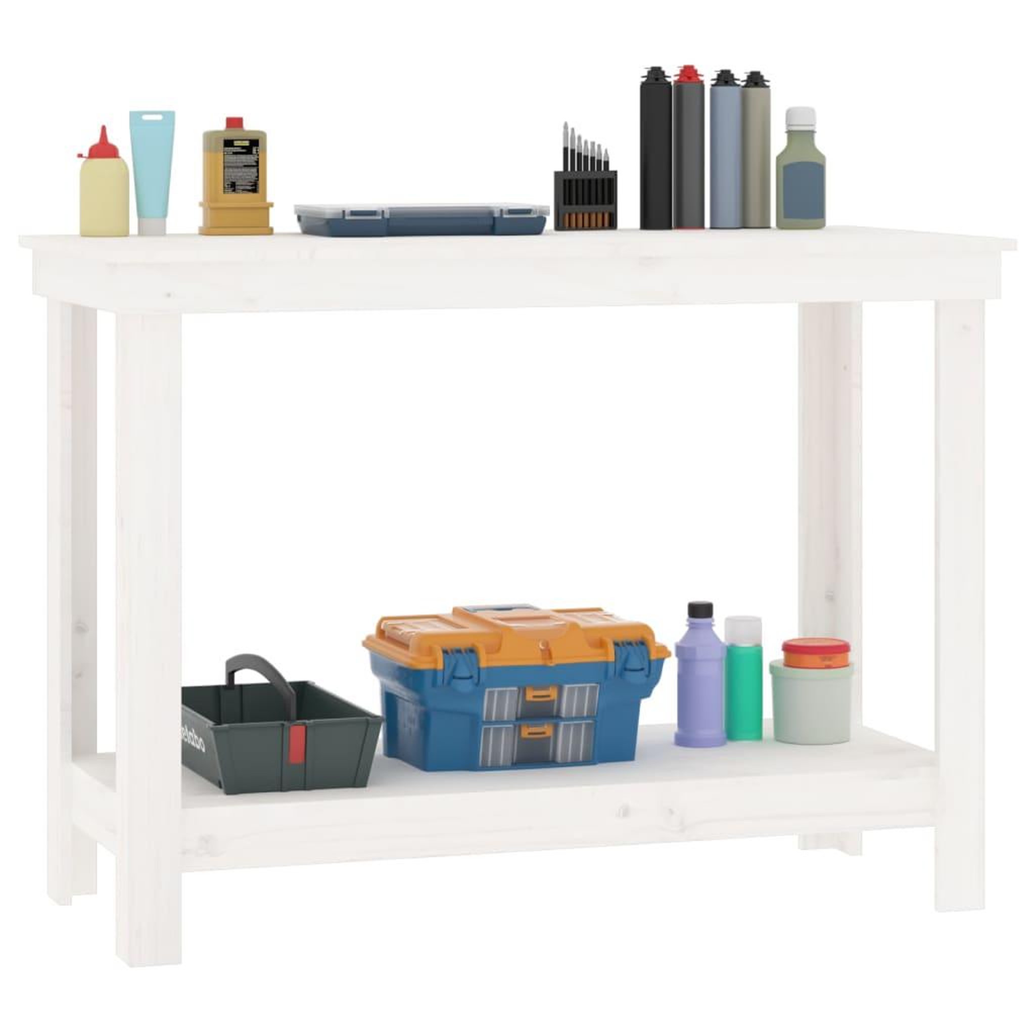 Voir la diapositive 4 : VIDAXL Banc de travail Blanc 110x50x80 cm Bois de pin massif