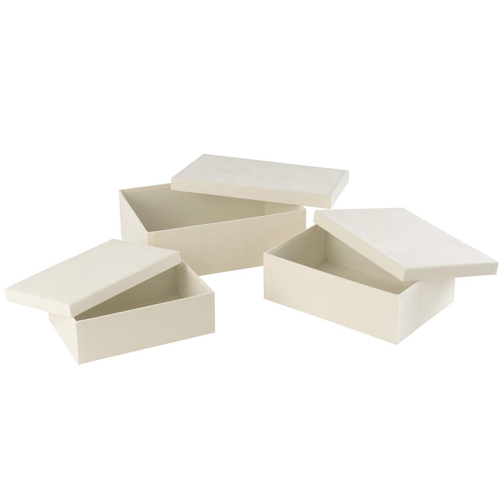 Voir la diapositive 3 : J-LINE Lot de 3 boîtes de rangement  vaughn  36cm blanc