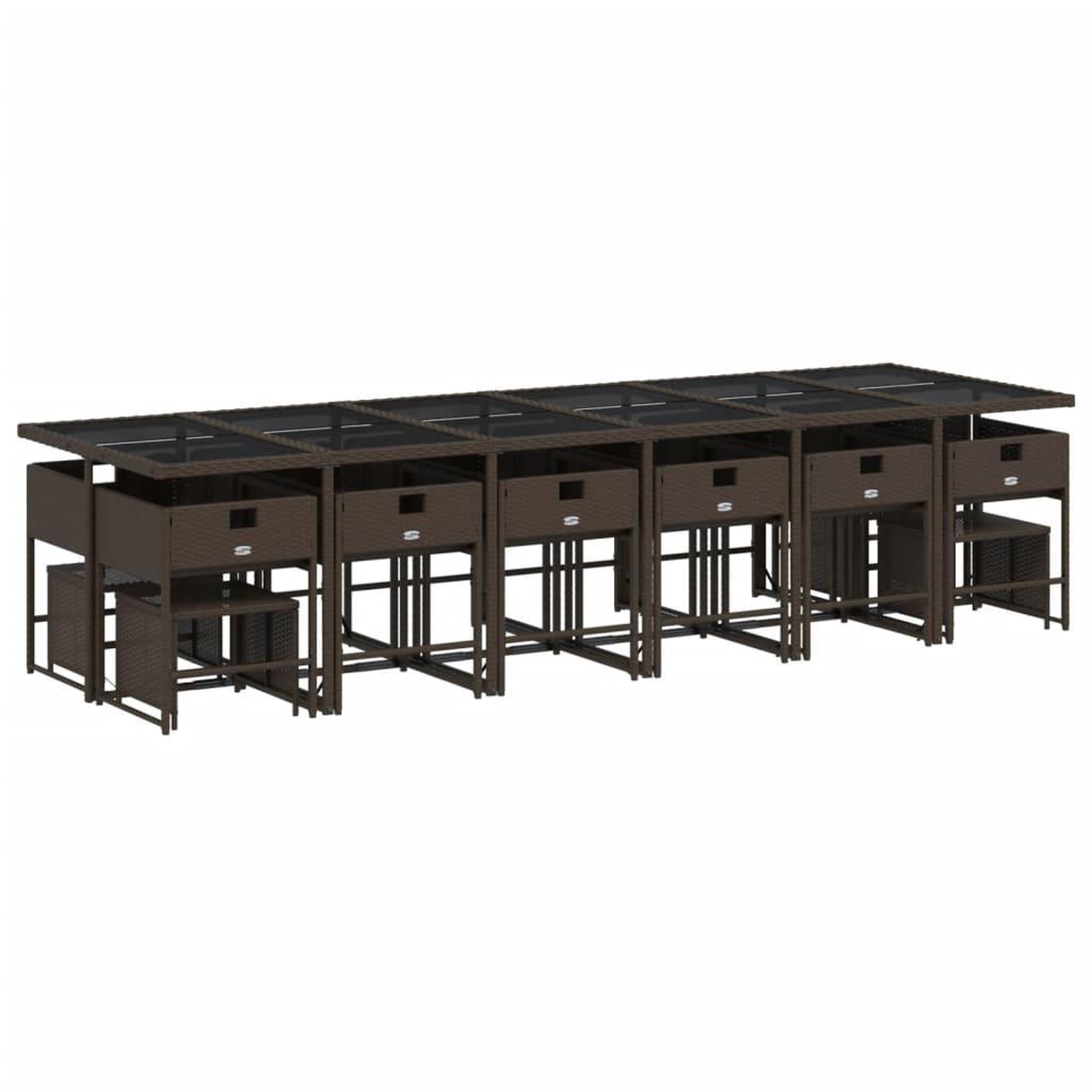 Voir la diapositive 3 : VIDAXL Ensemble a manger de jardin et coussins 17 pcs marron rotin