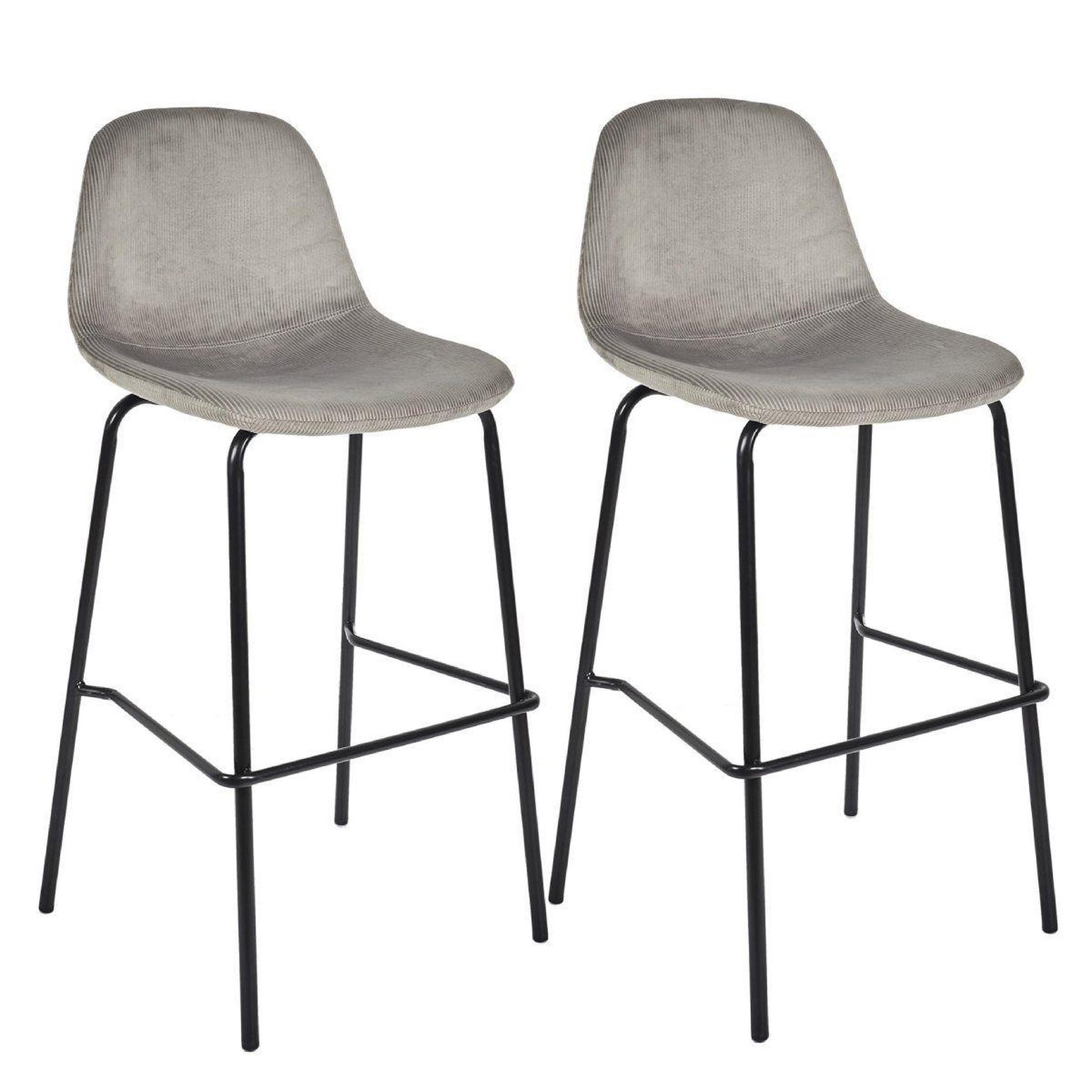 The Home Deco Factory Lot de 2 chaises de bar velours  giulia  100cm gris