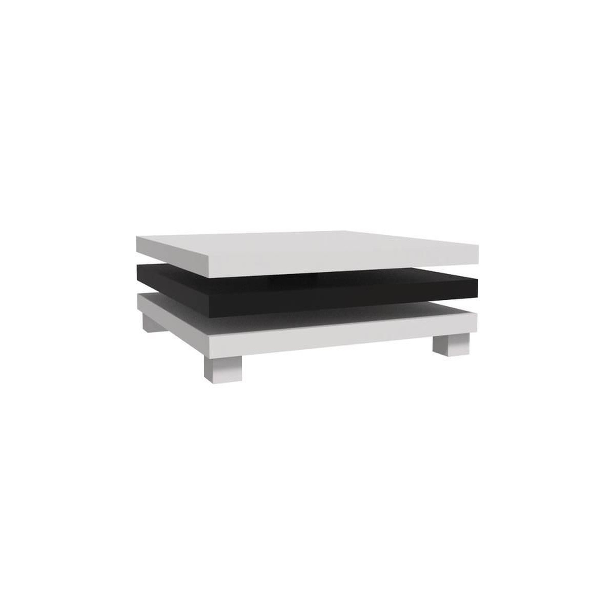 Voir la diapositive 2 : Habitat et Jardin Table basse  elena  - 80 x 80 x 32 cm - blanc / noir