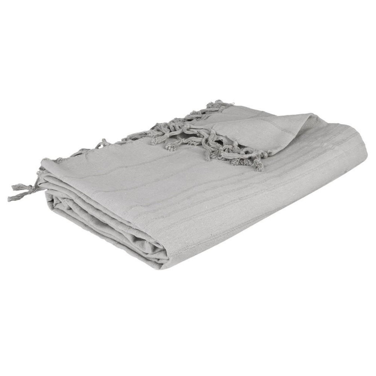 ATMOSPHERA Jeté de lit 160x220 gris clair coton