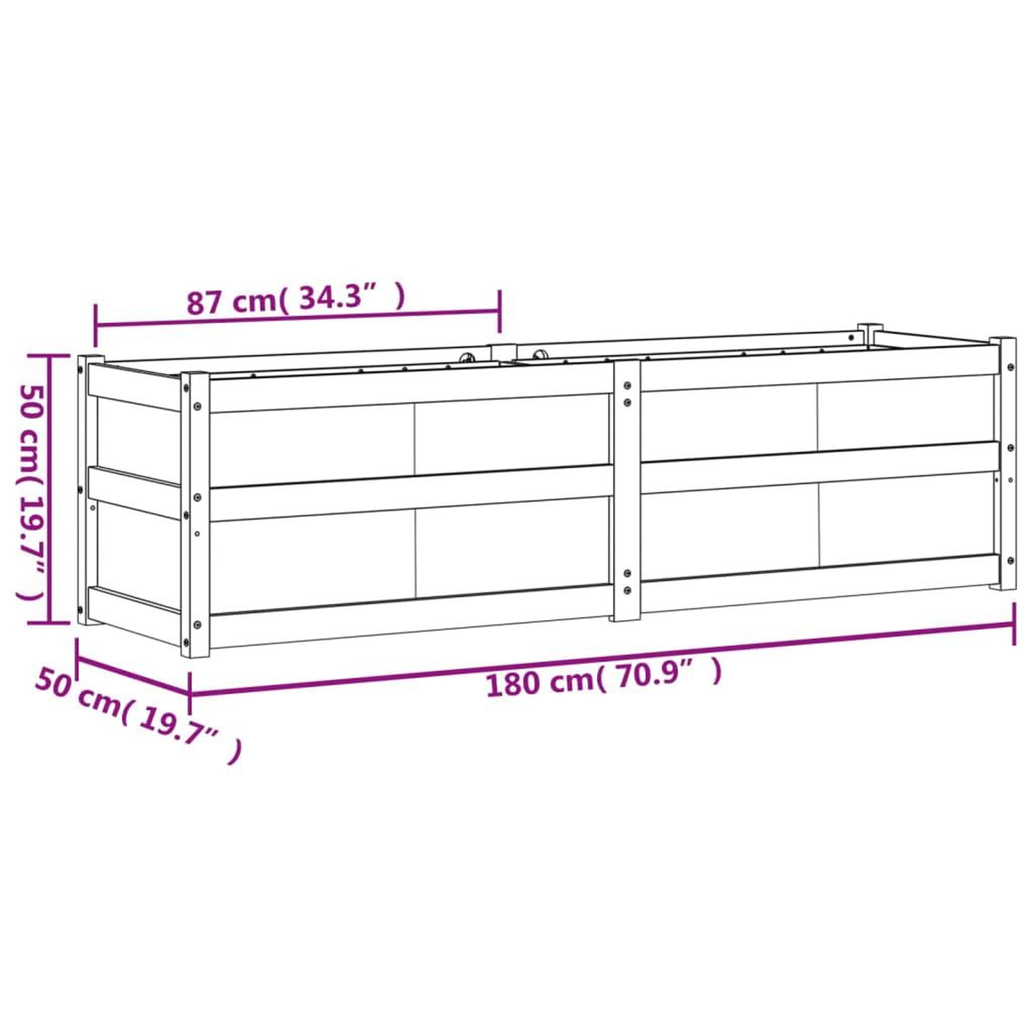 Voir la diapositive 6 : VIDAXL Jardiniere blanc 180x50x50 cm bois de pin massif