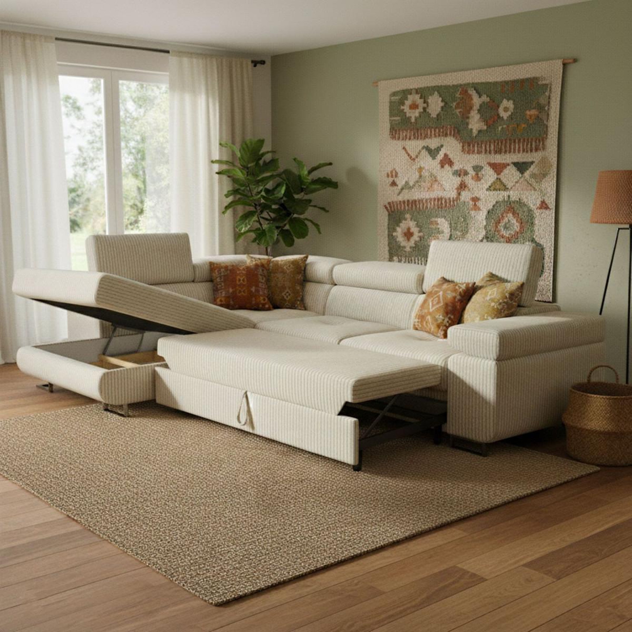 Voir la diapositive 3 : Paris Prix Canapé d'angle gauche convertible  tony  275cm beige