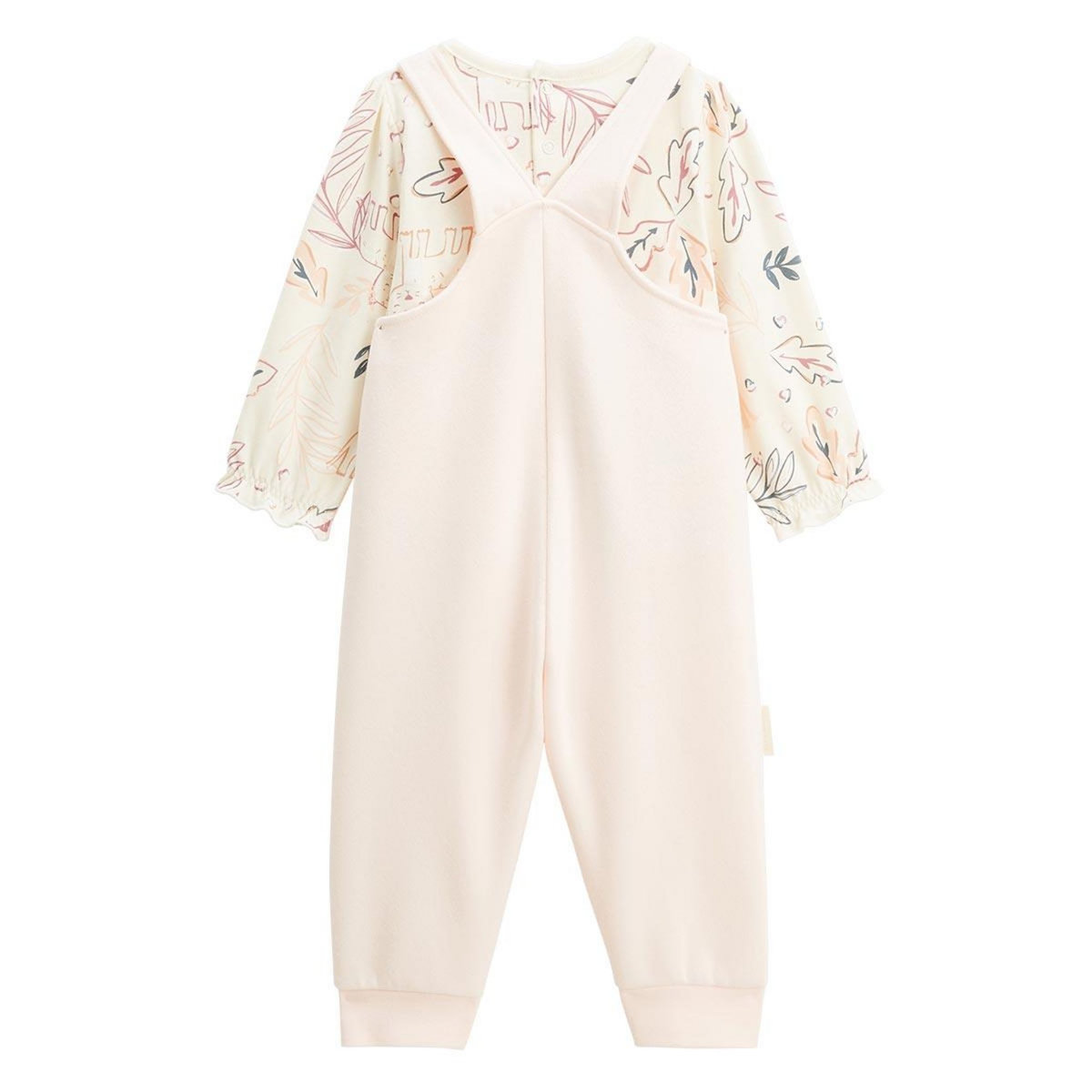 Petit Béguin Ensemble salopette bébé en molleton et t-shirt Matcha