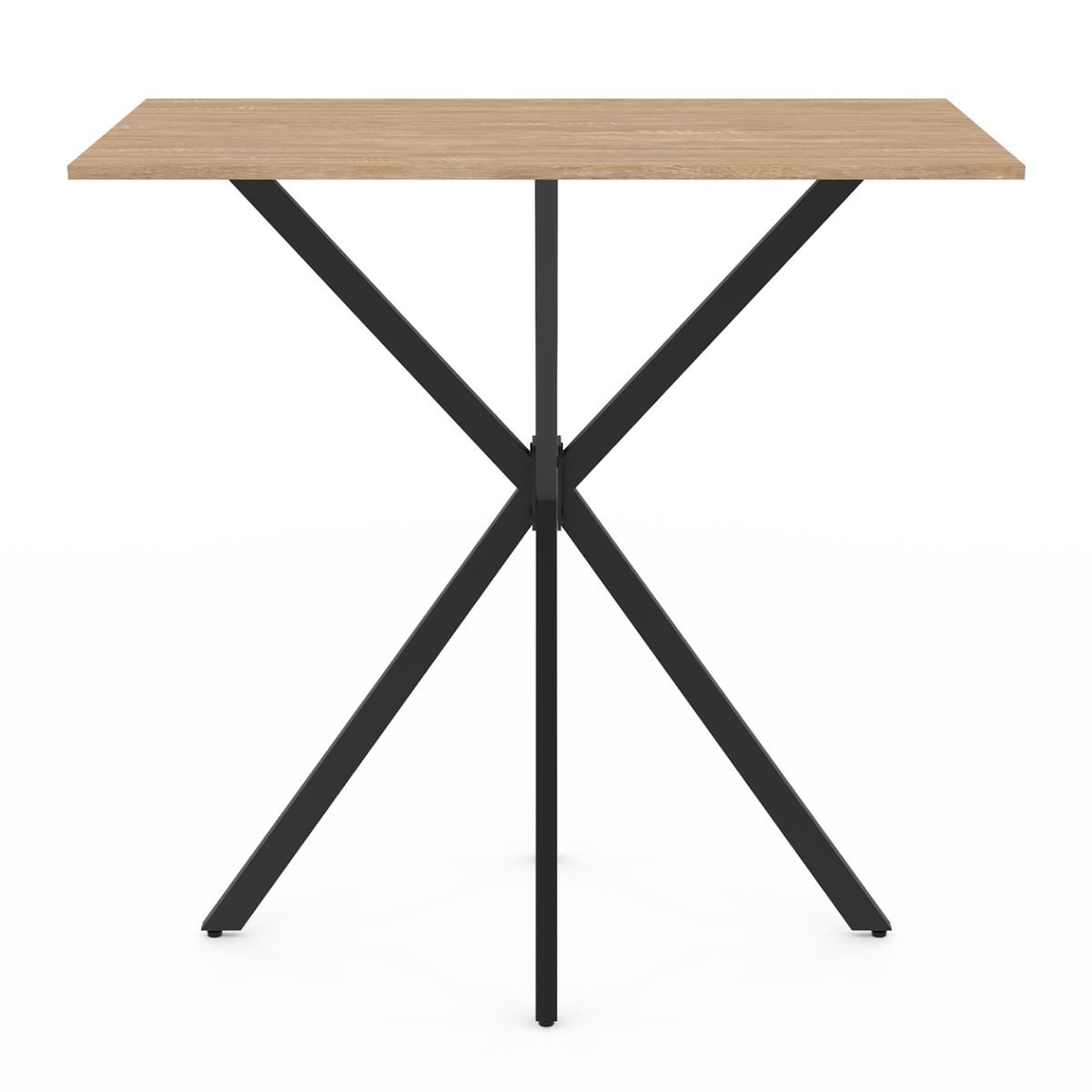 ID MARKET Table haute de bar rectangulaire ALIX pied araignée bois et noir 100 cm