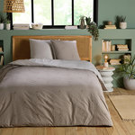 FUTURE HOME Parure de lit 2 personnes en polycoton 57 fils. Coloris disponibles : Gris