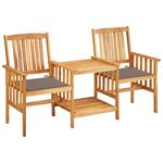 VIDAXL Chaises de jardin avec table a the et coussins Acacia solide