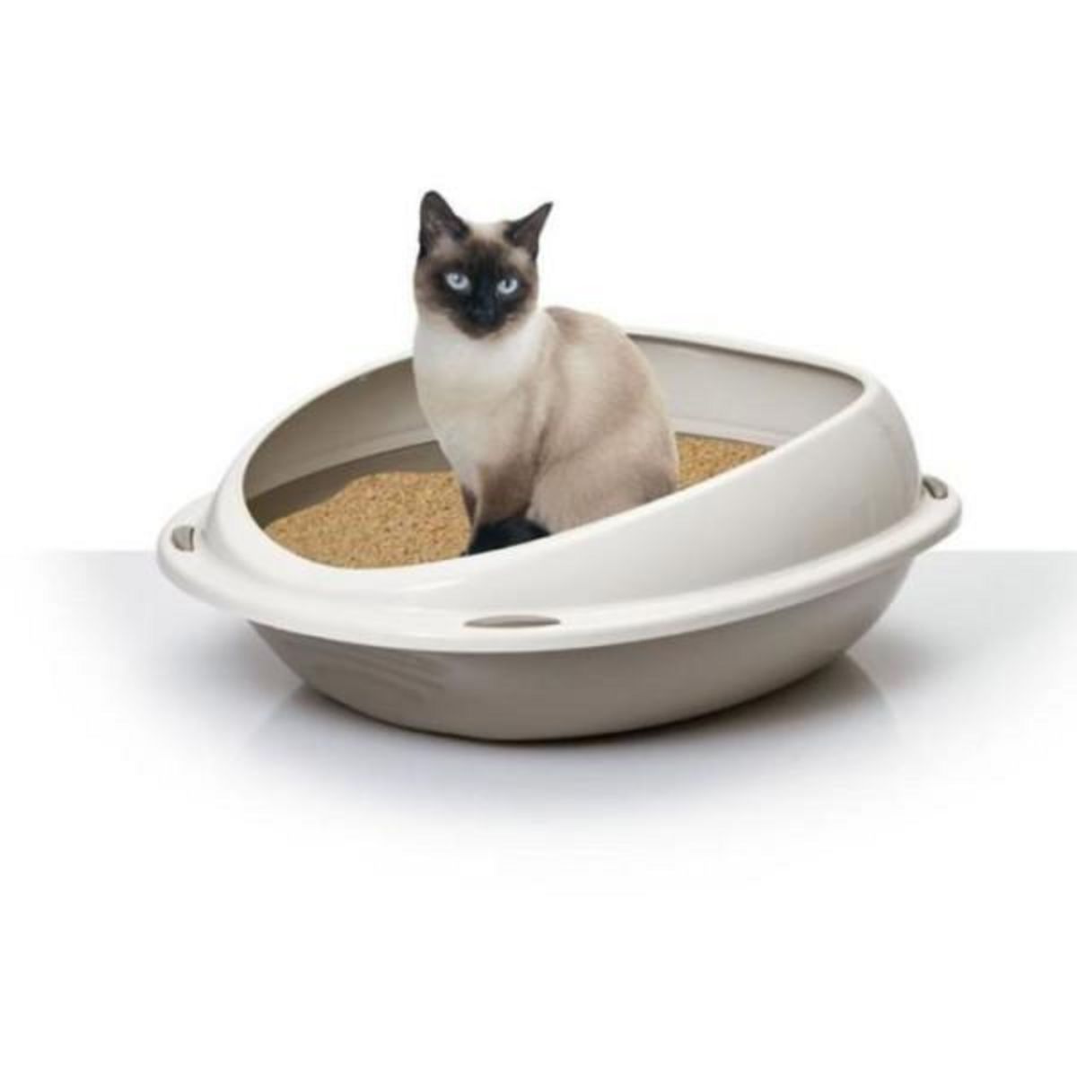 MARKET24 Bac a litiere - AIMÉ - Oval avec rebord amovible - Pour Chat - 45 x 36 x 15,5 cm