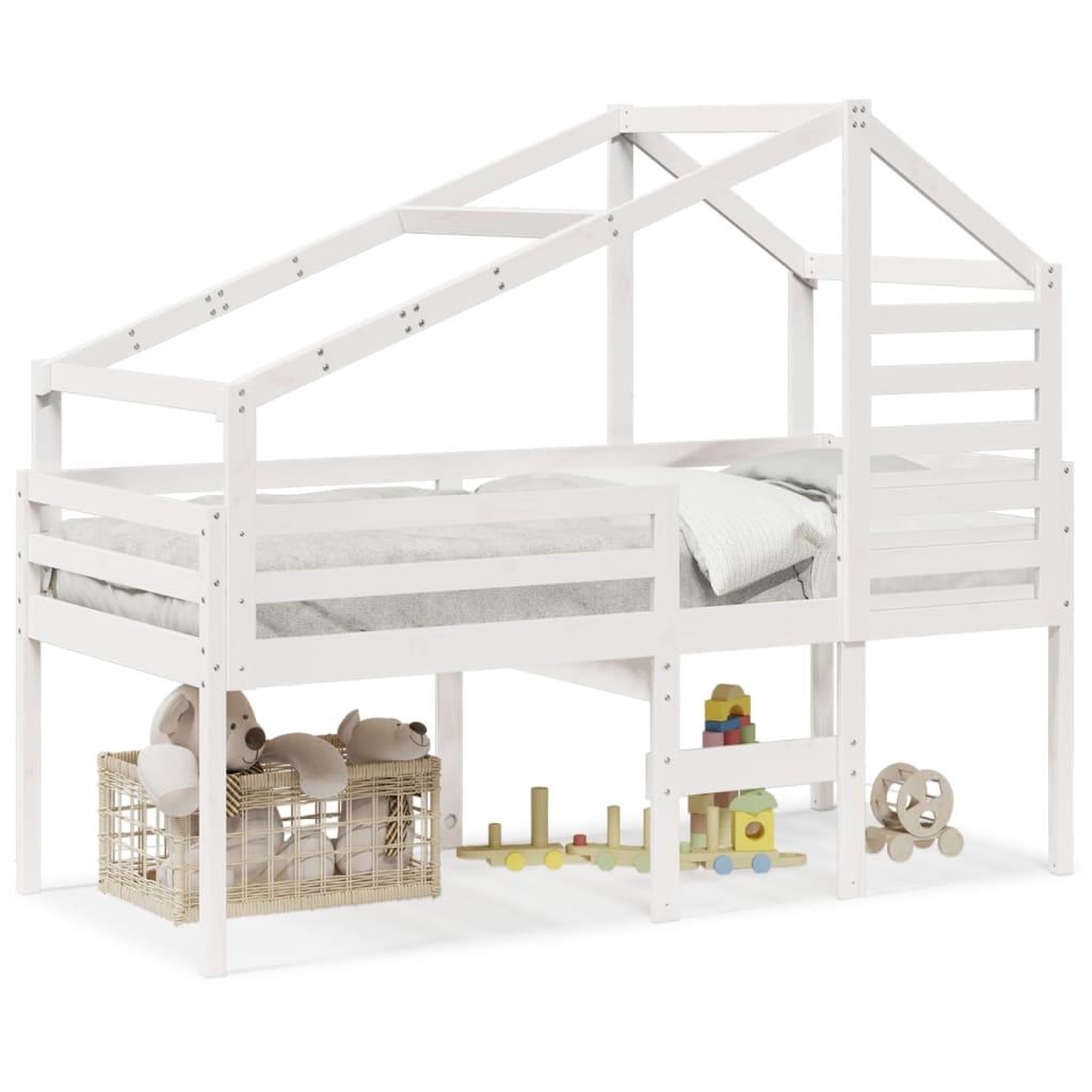 Voir la diapositive 2 : VIDAXL Lit haut sans matelas blanc 90x200 cm bois de pin massif