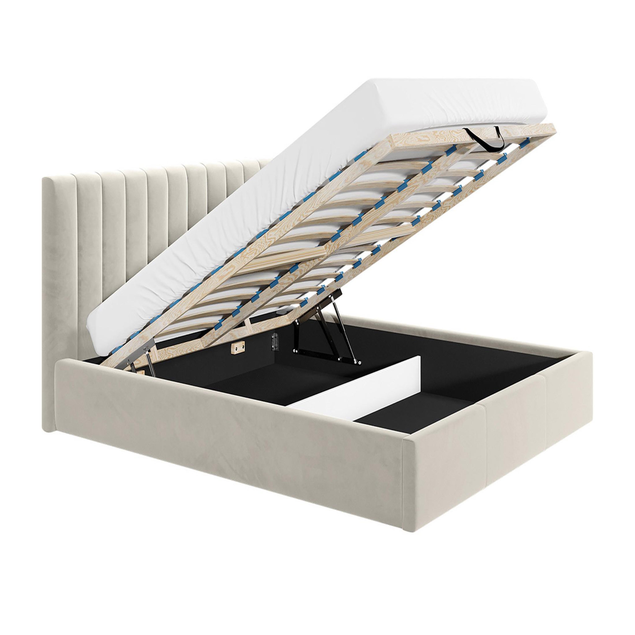 Voir la diapositive 2 : BEST MOBILIER Rosario - lit coffre - 160x200 - sommier inclus - en velours