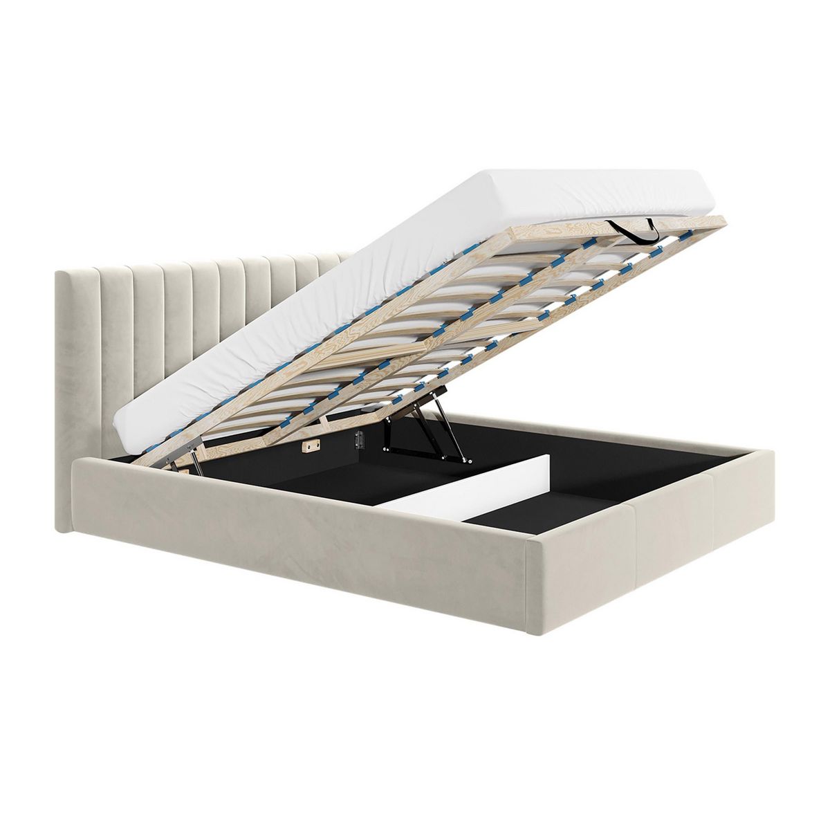 BEST MOBILIER Rosario - lit coffre - 160x200 - sommier inclus - en velours