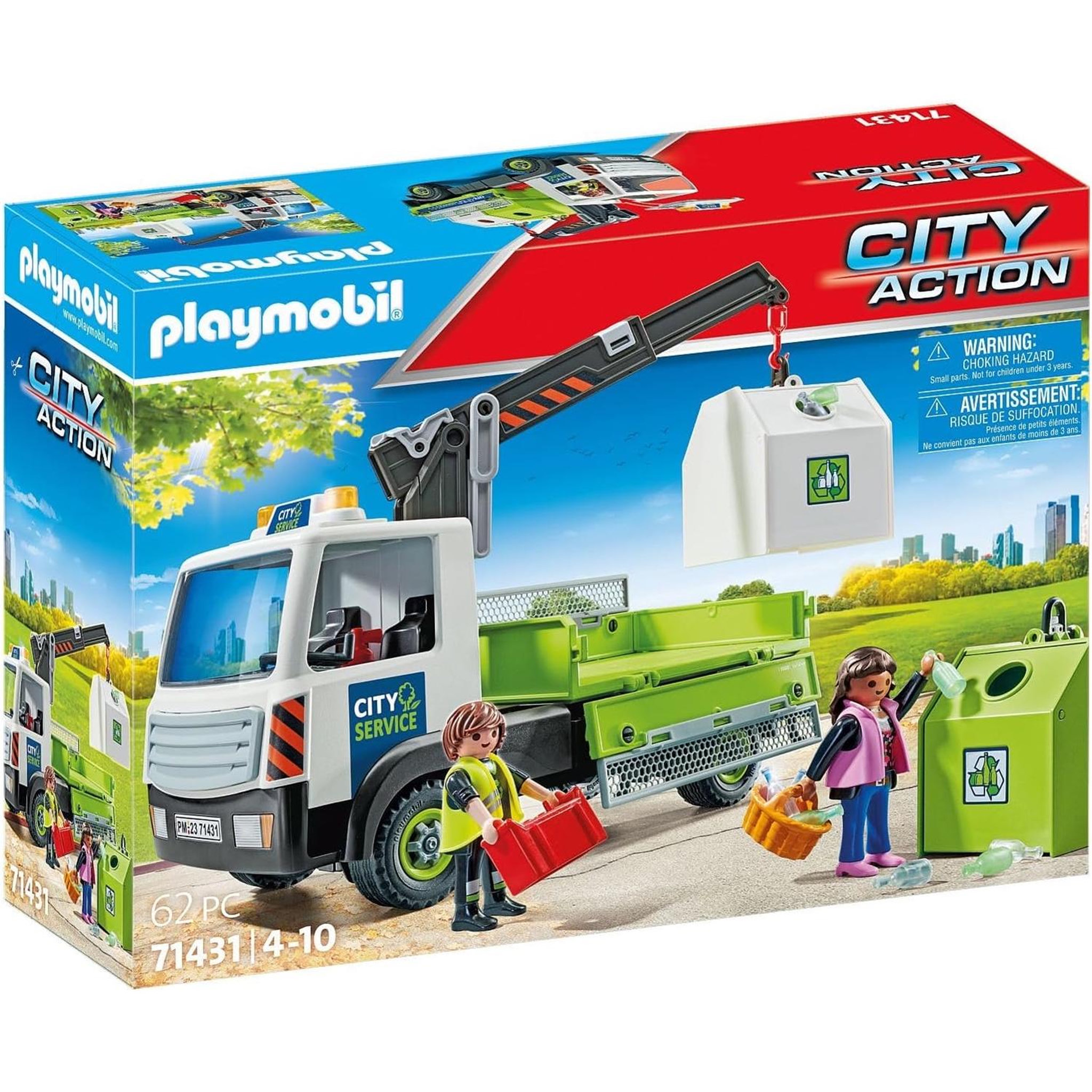 PLAYMOBIL Camion-grue de recyclage de verre