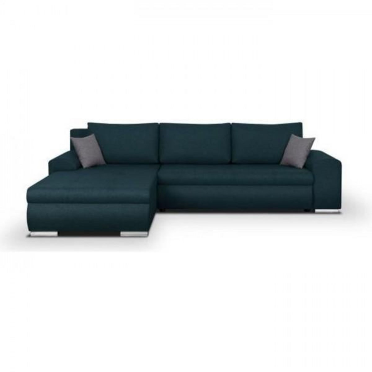 MARKET24 Canapé d'angle convertible réversible + coffre de rangement - Tissu Bleu - L 289 x P 94/188 x H 88 cm - INDIAN