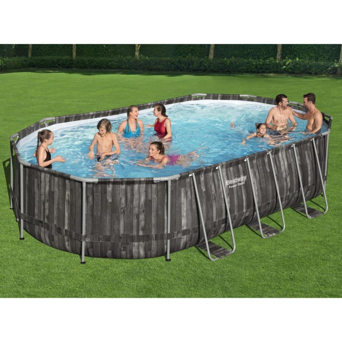 BESTWAY Bestway Ensemble de piscine ovale Power Steel 488x305x107 cm