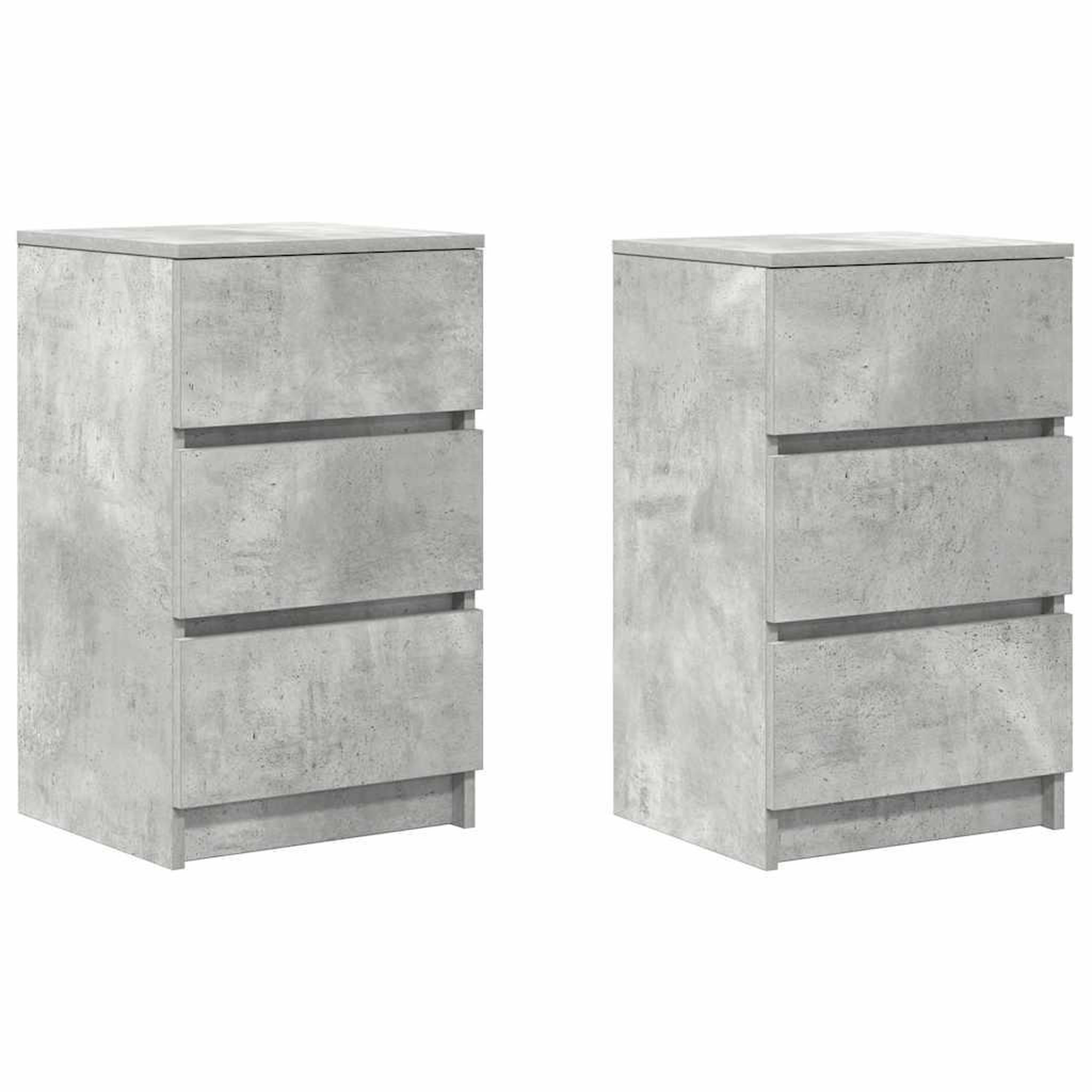 Voir la diapositive 2 : VIDAXL Tables de chevet avec 3 tiroirs 2 pcs gris beton 39x35x65 cm