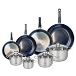 ELO Ensemble de 4 Poêles de cuisson 20, 24, 28 et 32 cm et 4 faitouts 12, 14, 16 et 20 cm Elo Prima Brillant