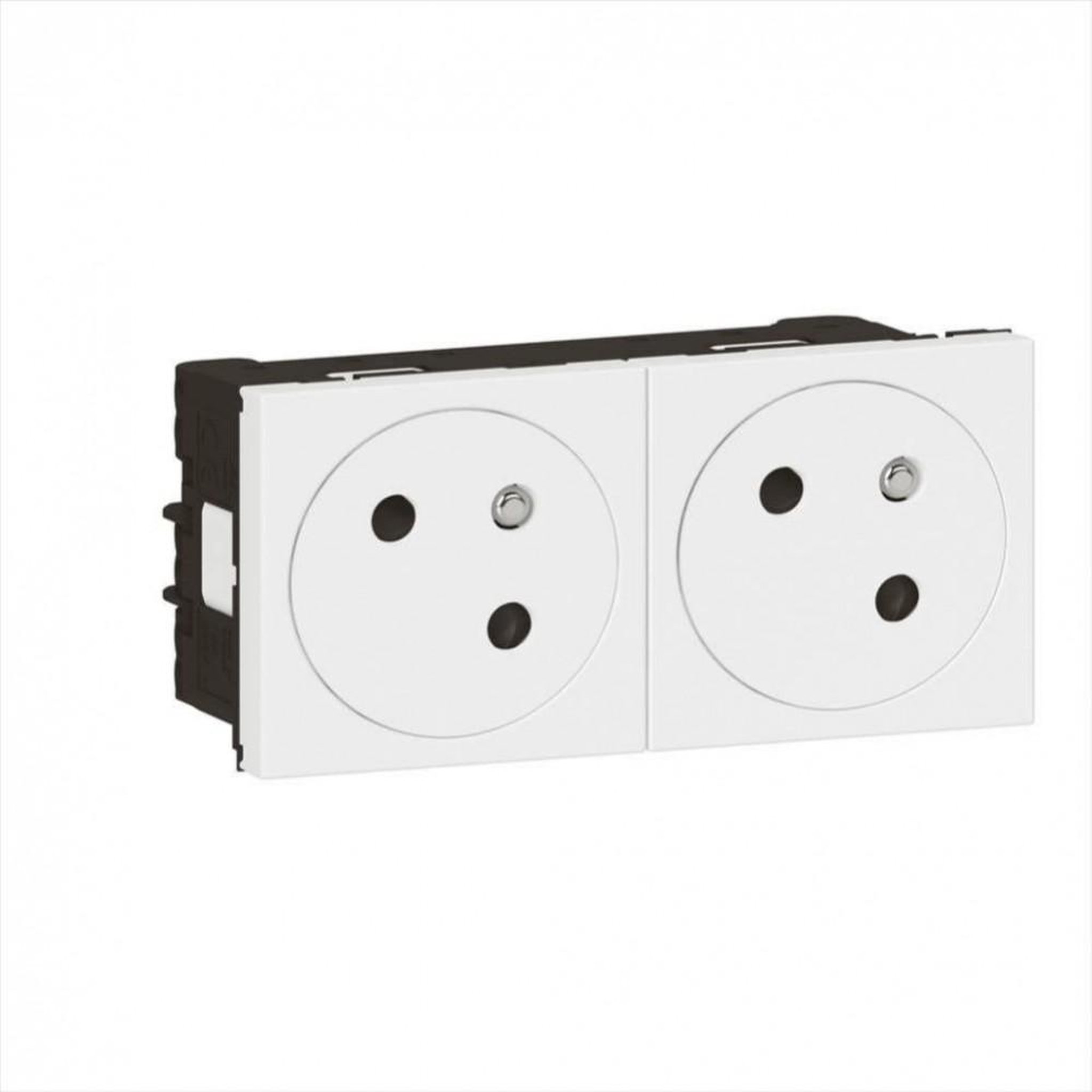 Legrand Double prise avec terre Mosaic, LEGRAND, blanc