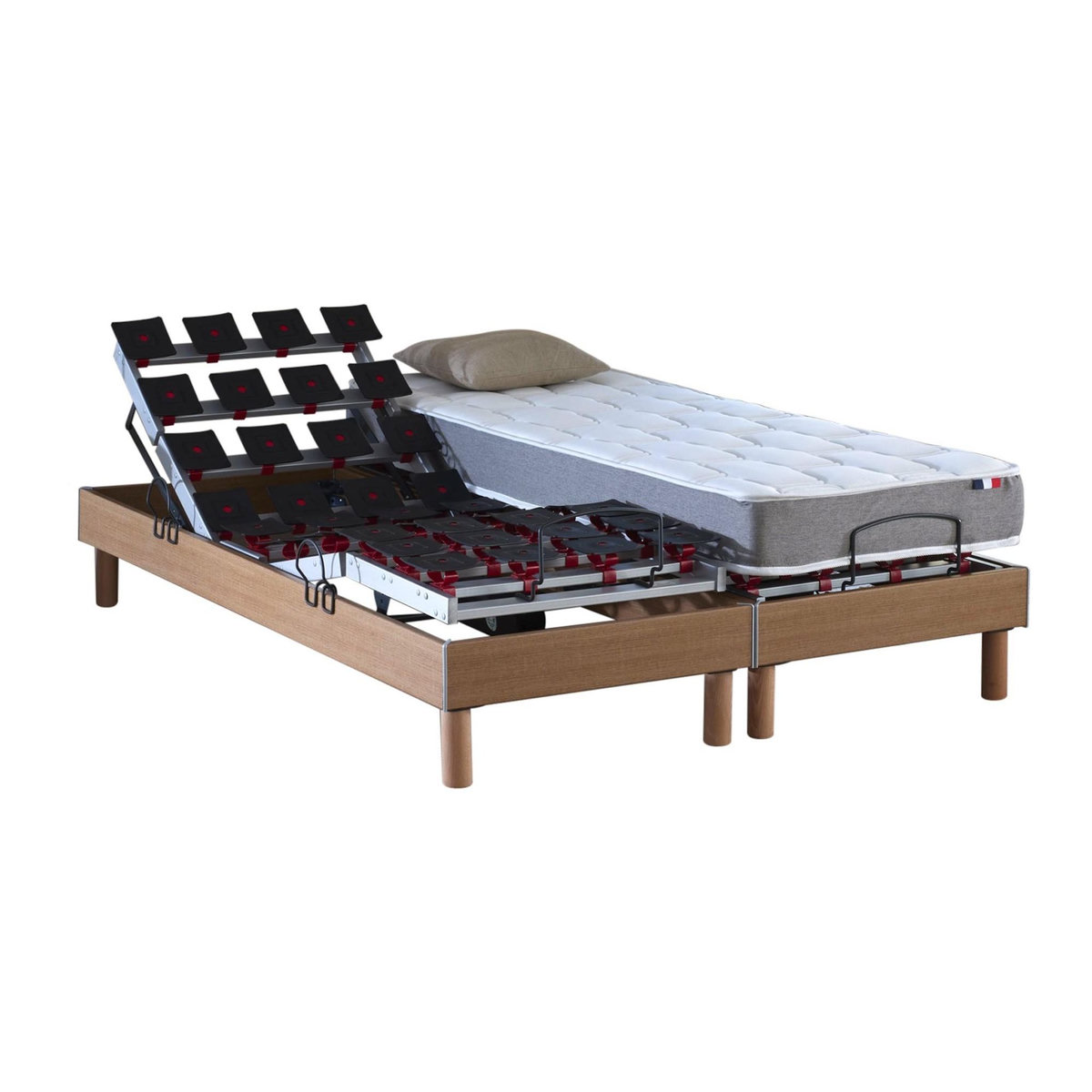 IDLITERIE Ensemble literie électrique relaxation à plots + Matelas accueil mémoire de forme - 2x80 x 200 cm