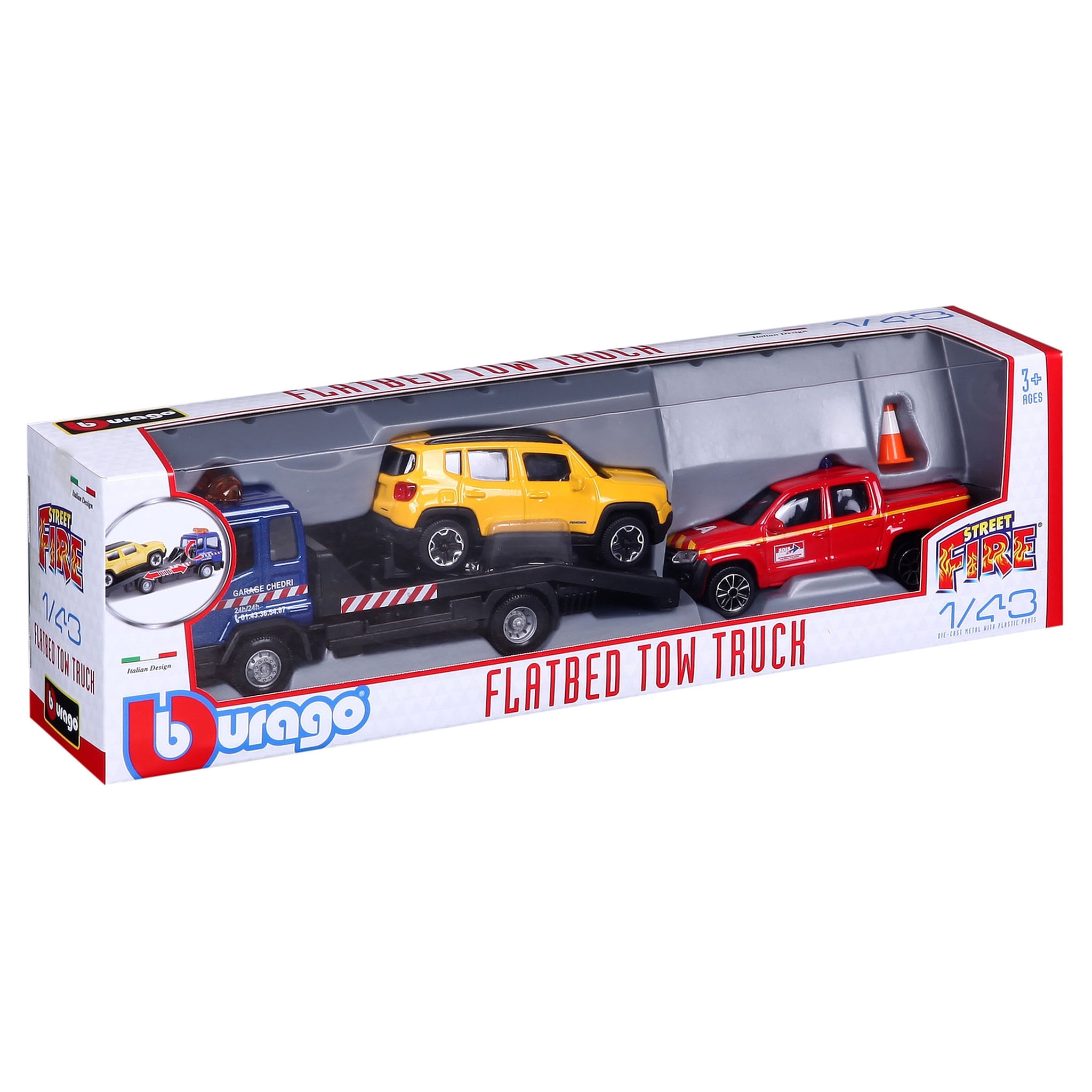 Voir la diapositive 4 : BURAGO Miniature camion dépanneuse avec véhicule et véhicule d'urgence 1/43e