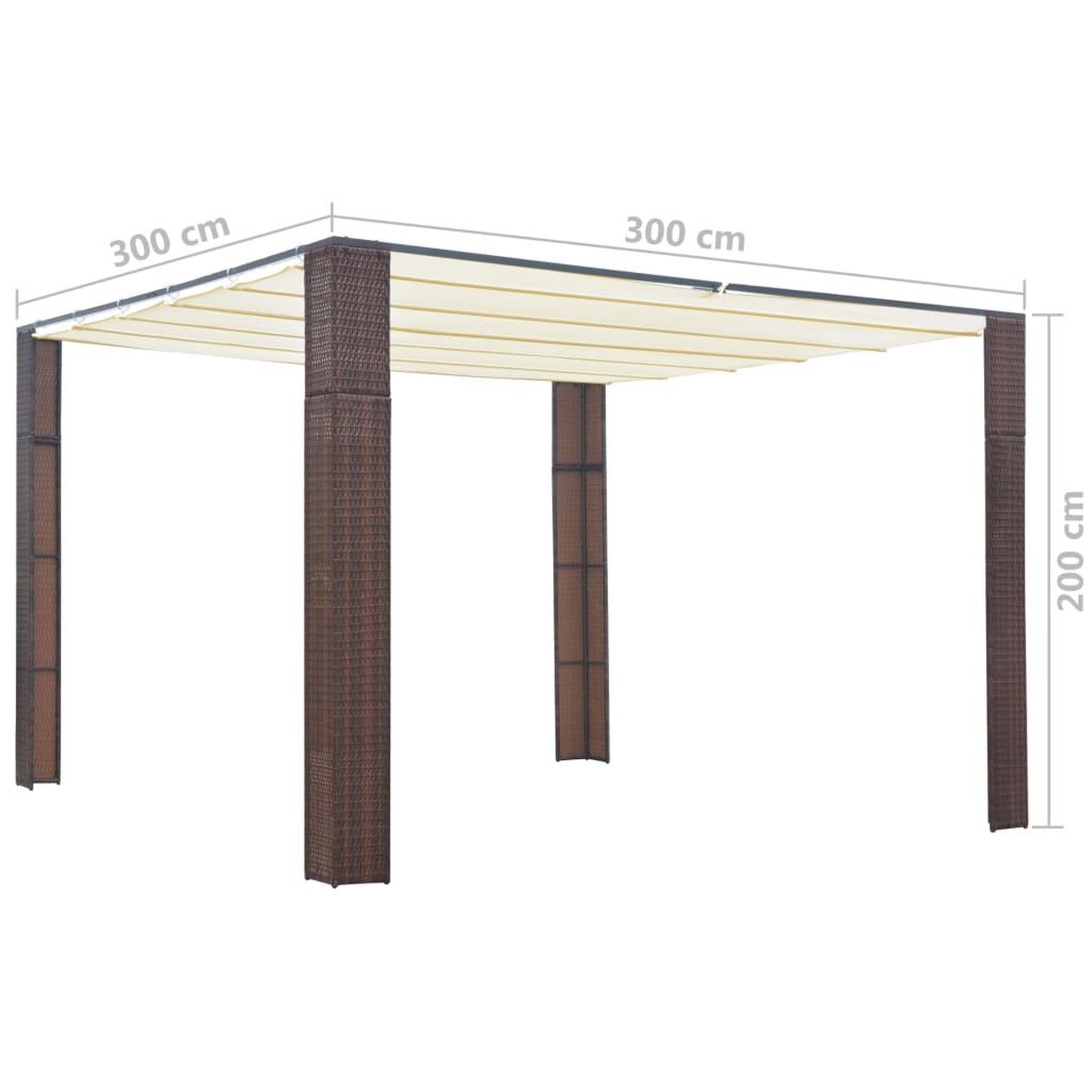 Voir la diapositive 4 : VIDAXL Tonnelle avec toit Resine tressee 300x300x200cm Marron et creme