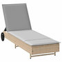 Voir la diapositive 2 : VIDAXL Chaise longue avec roues et coussin beige resine tressee