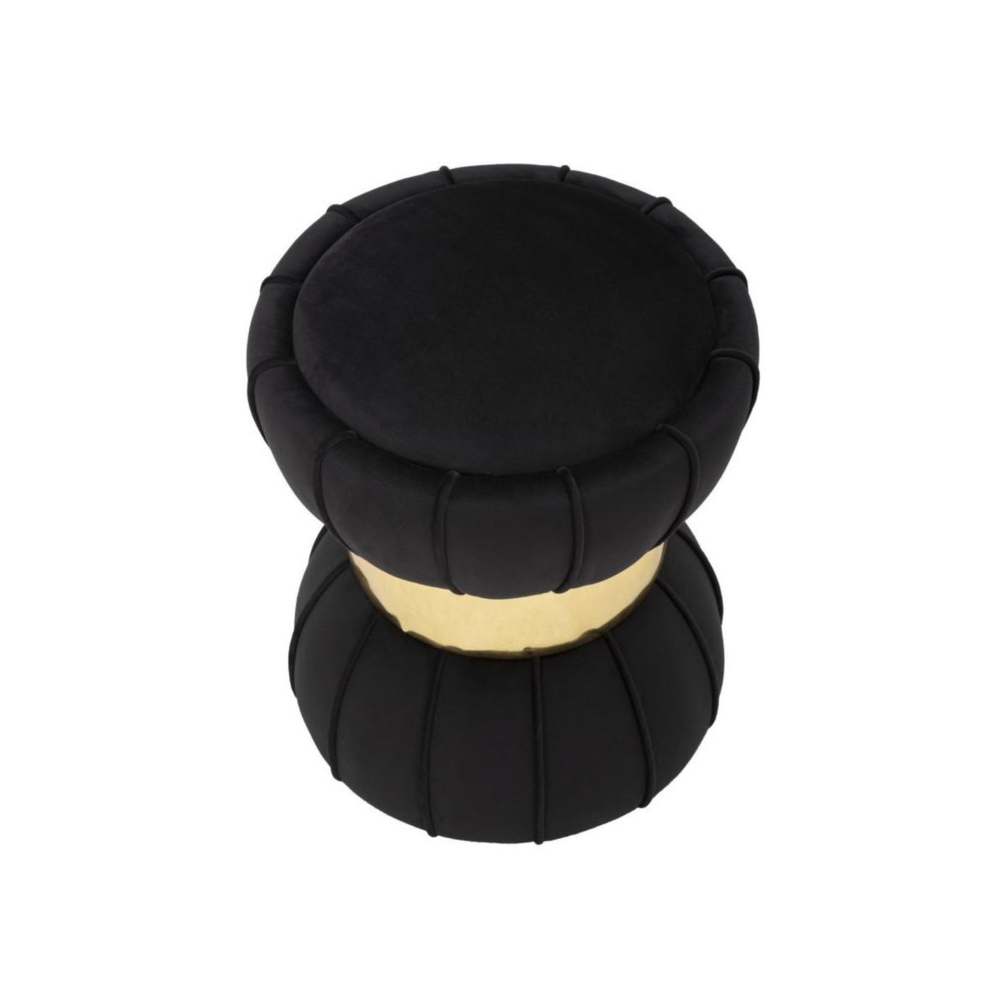 Voir la diapositive 4 : Paris Prix Pouf design en velours  flower  44cm noir & or