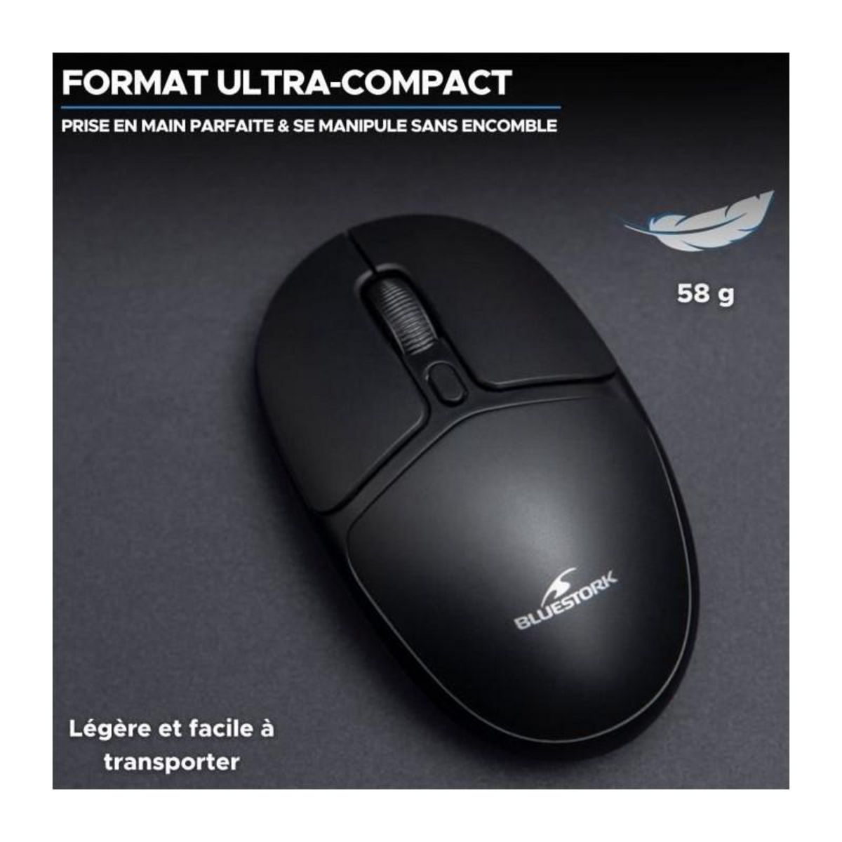 BLUESTORK Souris Sans Fil - BLUESTORK - Office 25 - PC/MAC - Noir - Connexion 2.4 GHz - Autonomie Longue Durée