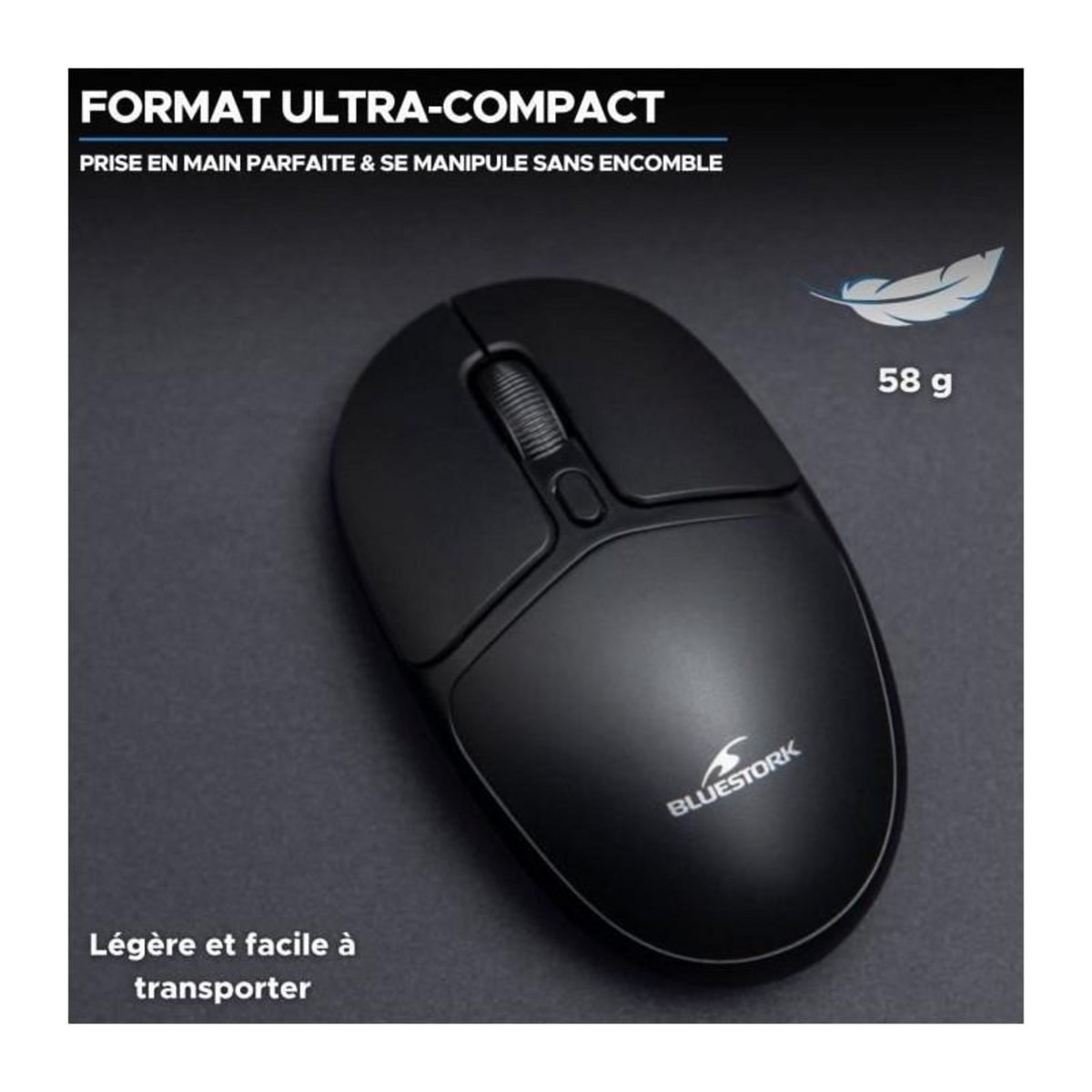 BLUESTORK Souris Sans Fil - BLUESTORK - Office 25 - PC/MAC - Noir - Connexion 2.4 GHz - Autonomie Longue Durée
