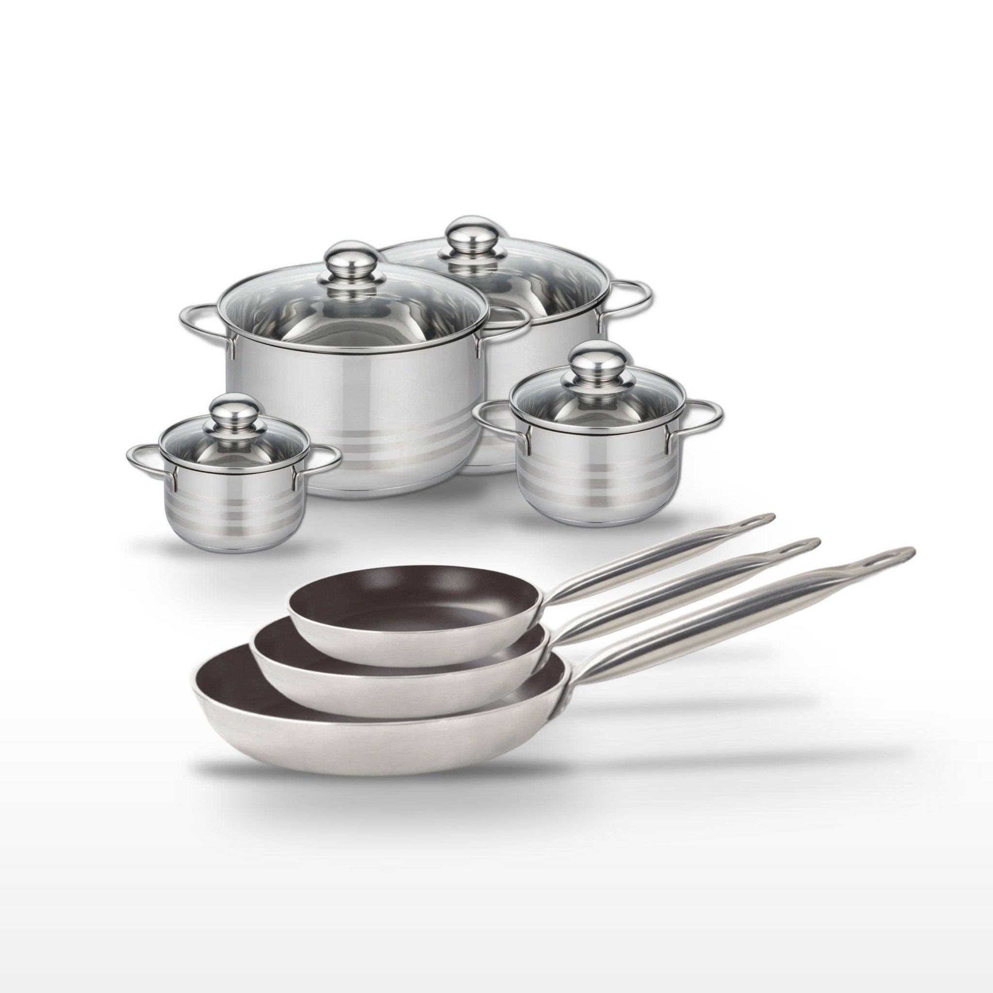 ELO Lot 3 poêles 24/28/32 cm et 4 faitouts 12/14/20/24 cm elo bistro line