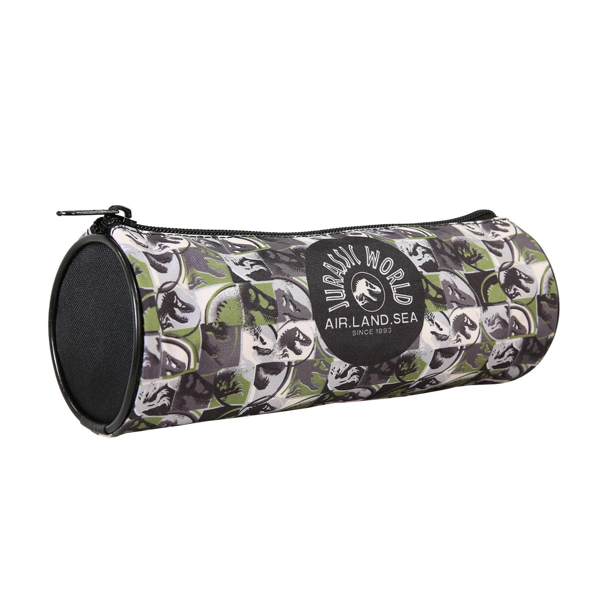 Voir la diapositive 2 : Bagtrotter Jurassic World - Trousse scolaire ronde - Vert/Noir - Garçon - 1 compartiment zippé