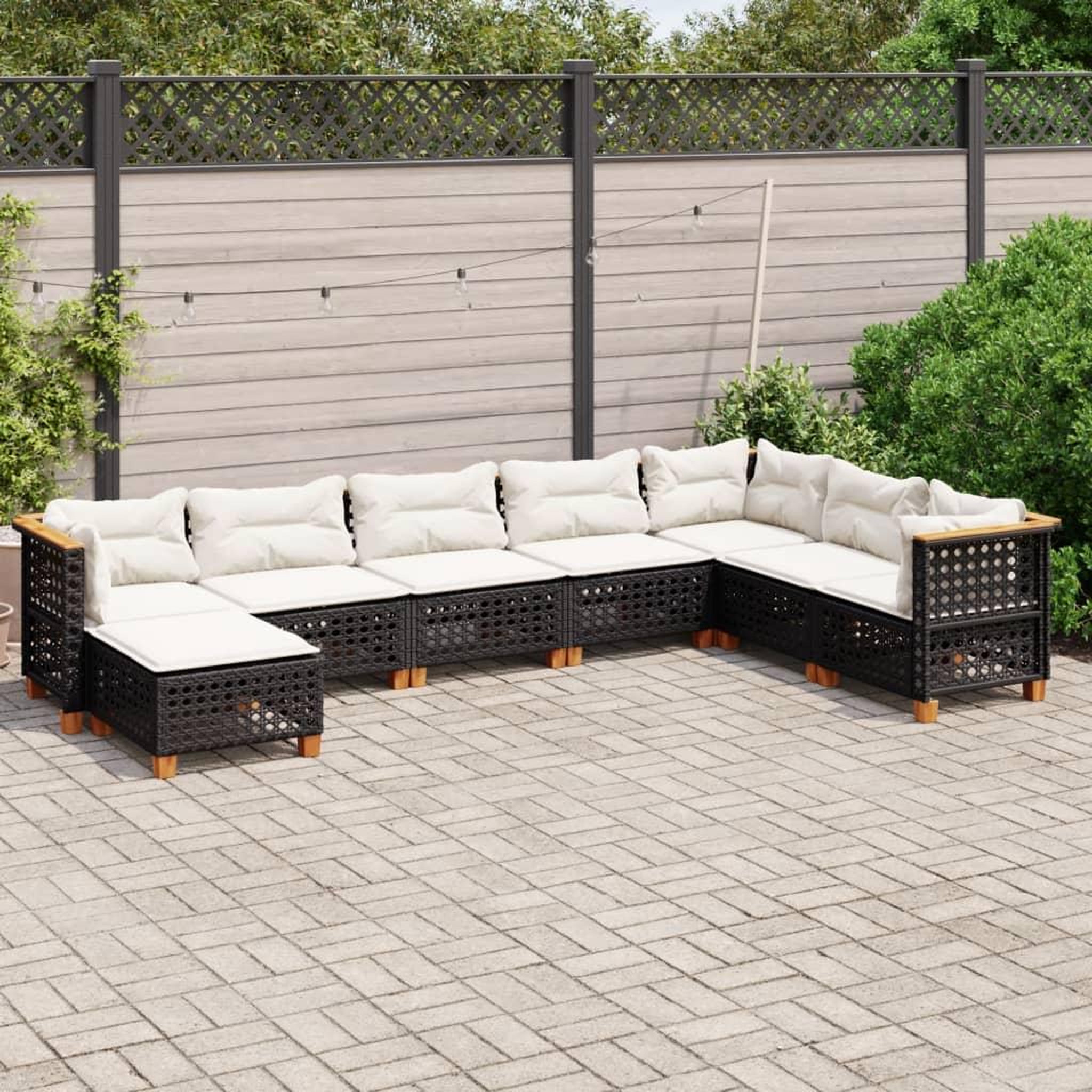 VIDAXL Salon de jardin 8 pcs avec coussins noir resine tressee