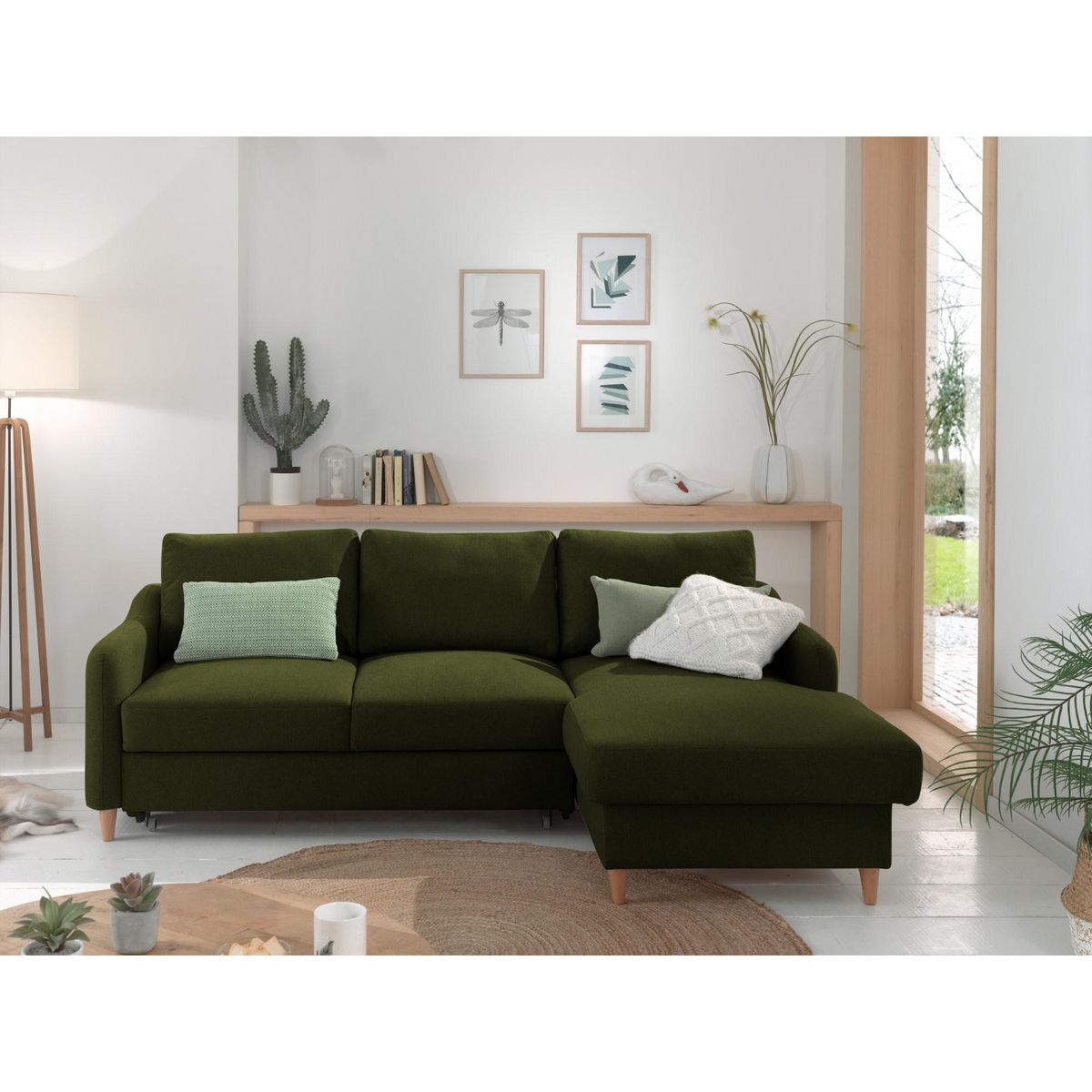 LISA DESIGN Will - canapé d'angle droit - convertible avec coffre - 4 places - en tissu