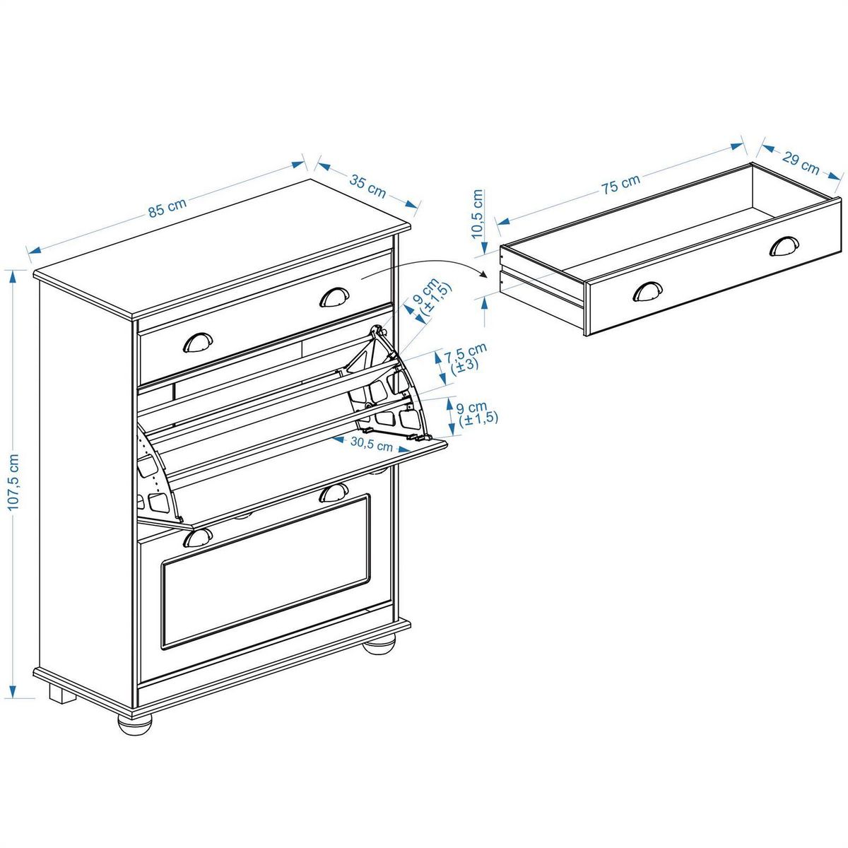 IDIMEX Meuble à chaussures en pin COLMAR
