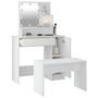 Voir la diapositive 5 : VIDAXL Ensemble de coiffeuse avec LED Blanc Bois d'ingenierie