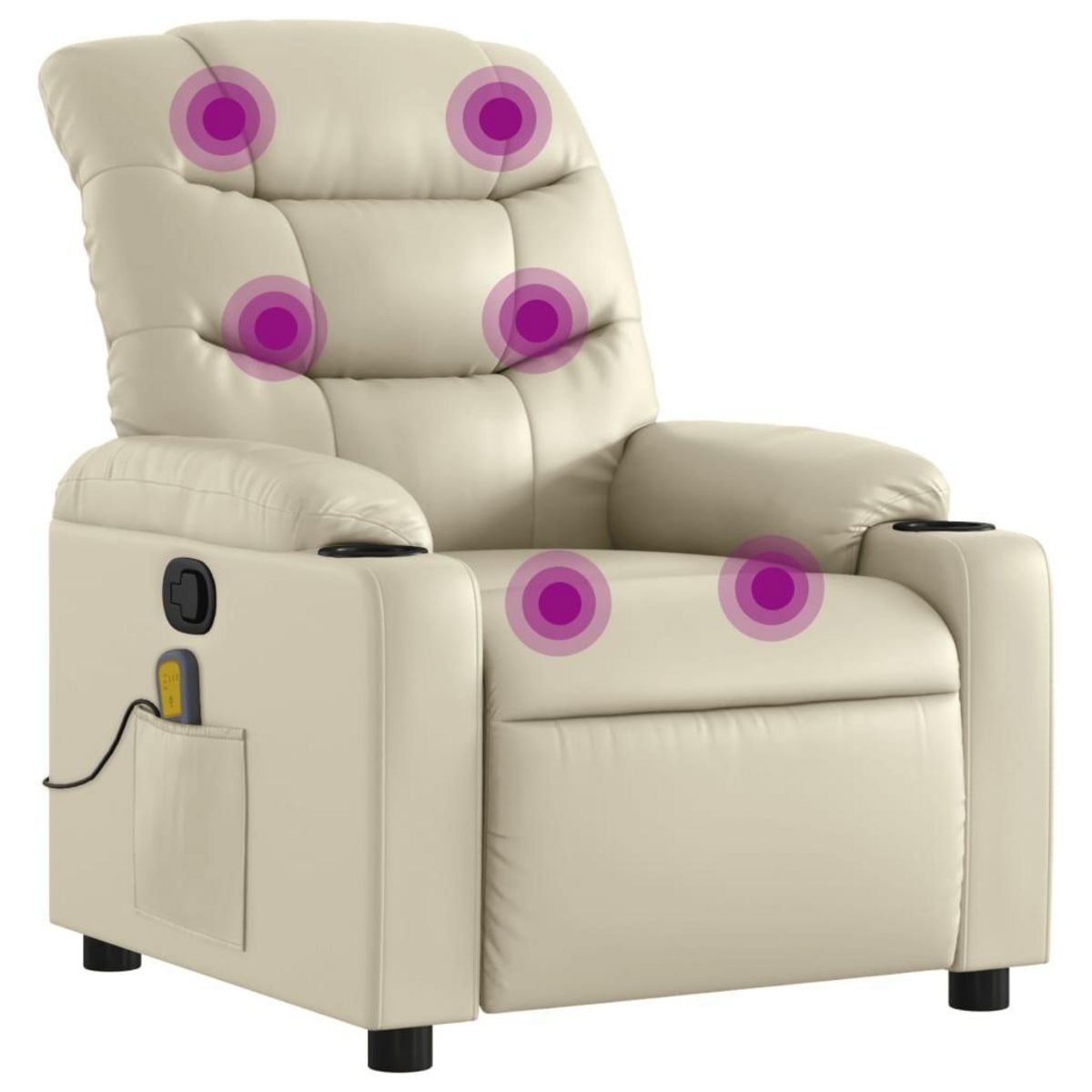 VIDAXL Fauteuil inclinable de massage Creme Similicuir