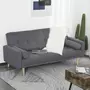 HOMCOM Canapé convertible 3 places design scandinave dossier inclinable 3 positions pieds bois tissu lin