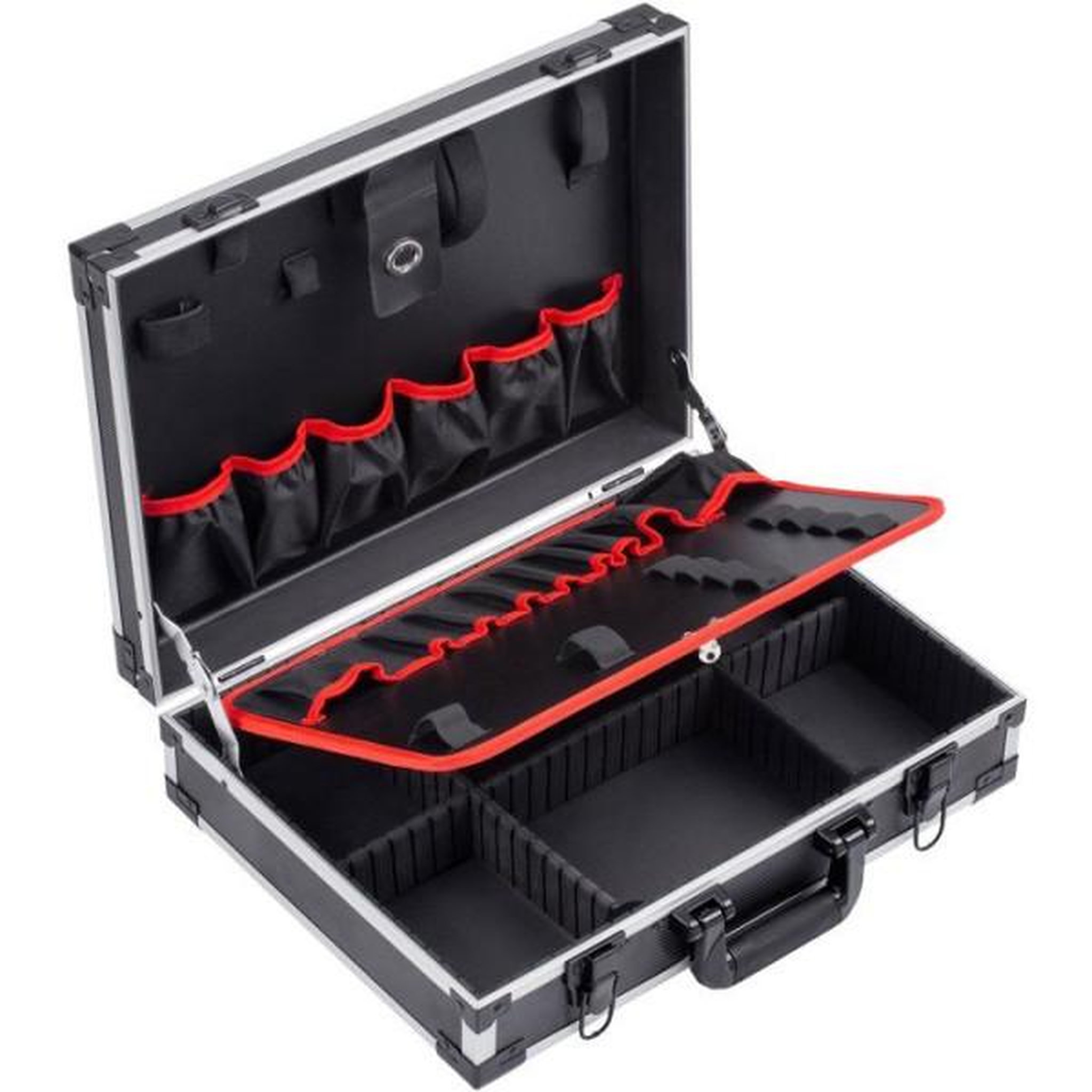 MEISTER Malette a outils vide - MEISTER - Alu - 46 x 32 x 14 cm - Compartiments 15 + 6 - Bandes Velcro et élastiques intégrées
